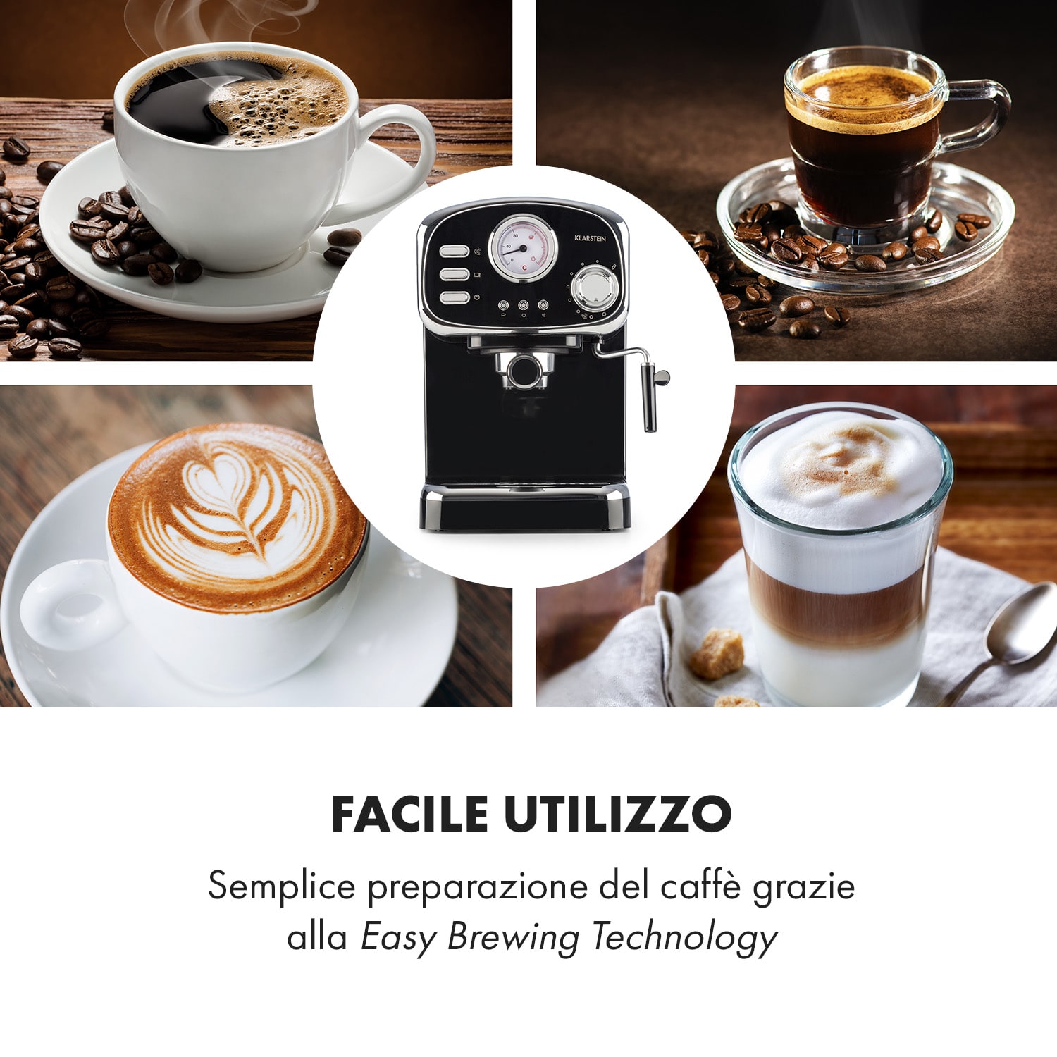 Espressionata Gusto Macchina per caffè espresso 1100W 15 bar nero Nero