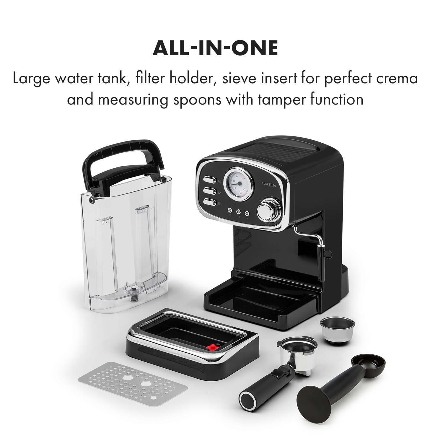 Espressionata Gusto espressomachine 1100W 15 bar druk zwart 