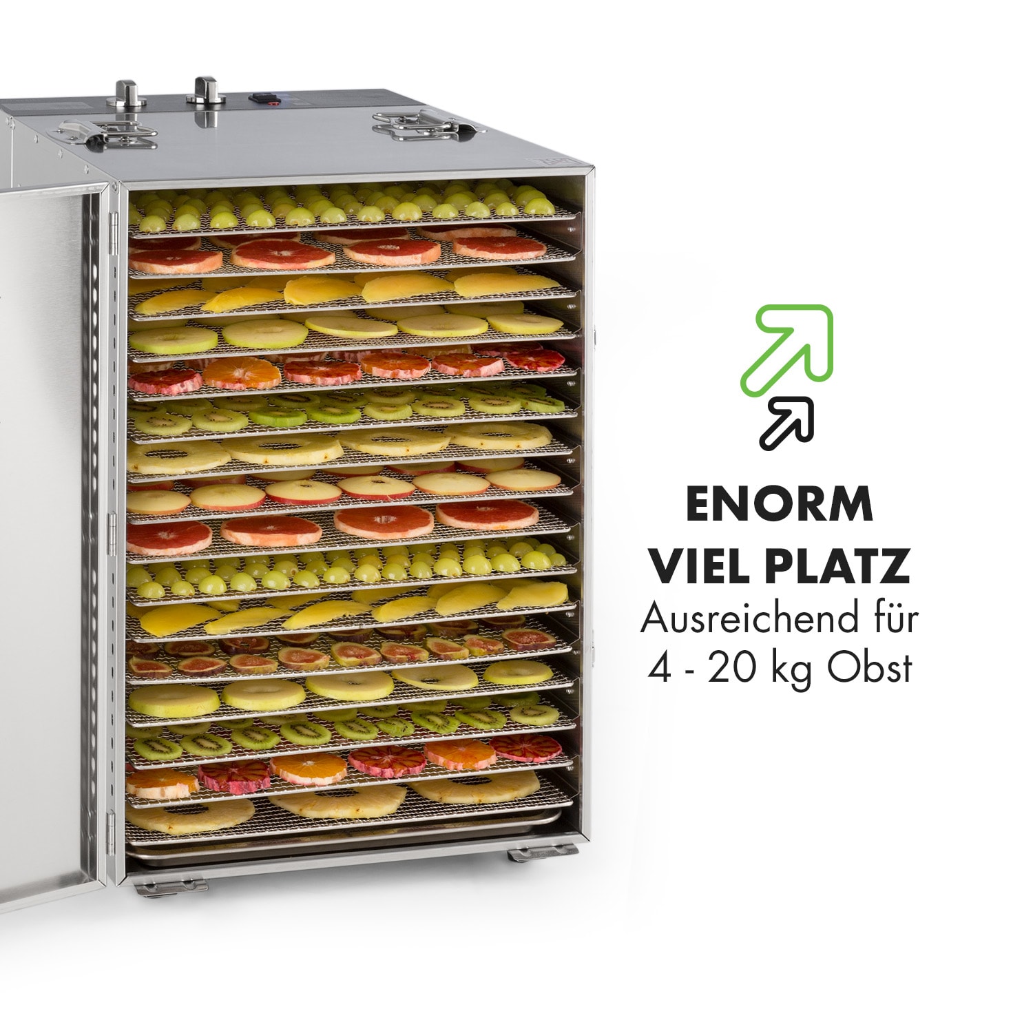 Master Jerky 16 Dörrautomat 1500W 40-90 °C 15h-Timer Edelstahl 16 Etagen
