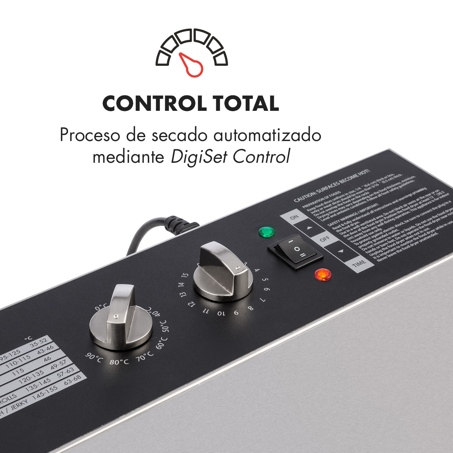 Master Jerky 16 Deshidratador 1.500 W 40-90 ° C Temporizador de 15 h Acero inoxidable Plateado 16 bandejas