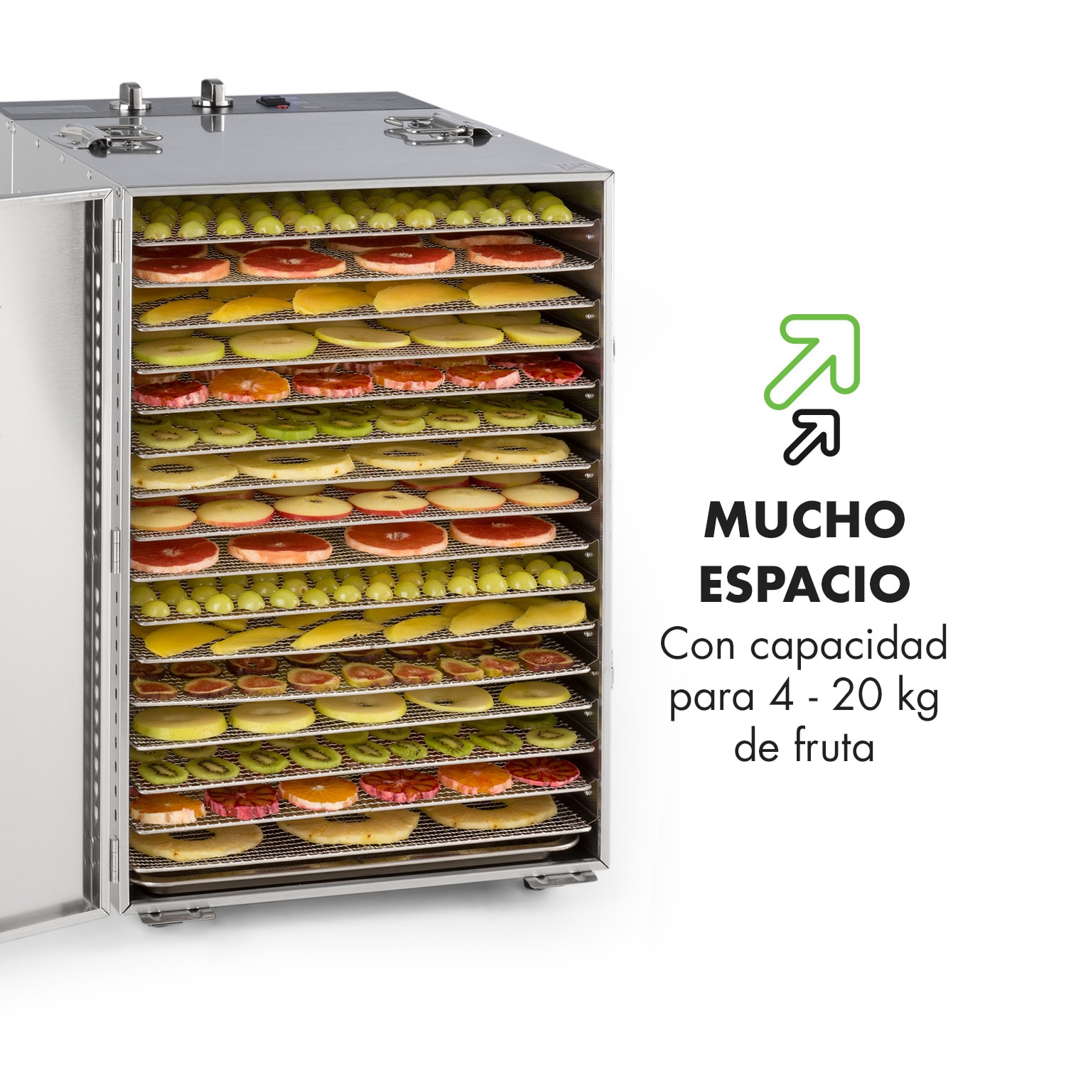 Master Jerky 16 Deshidratador 1.500 W 40-90 ° C Temporizador de 15 h Acero inoxidable Plateado 16 bandejas