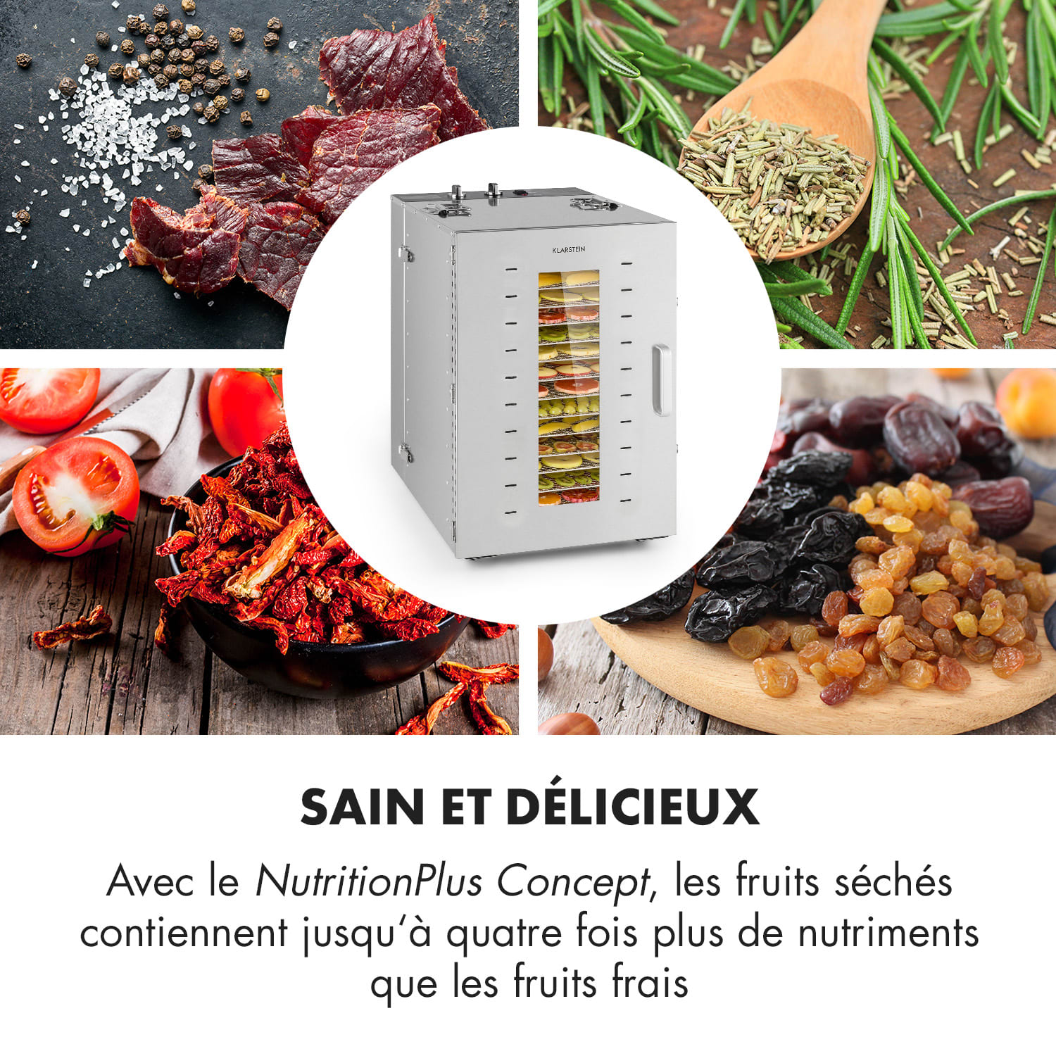 Master Jerky 16 Déshydrateur alimentaire 1500W 40-90 °C - inox argent 16 étages