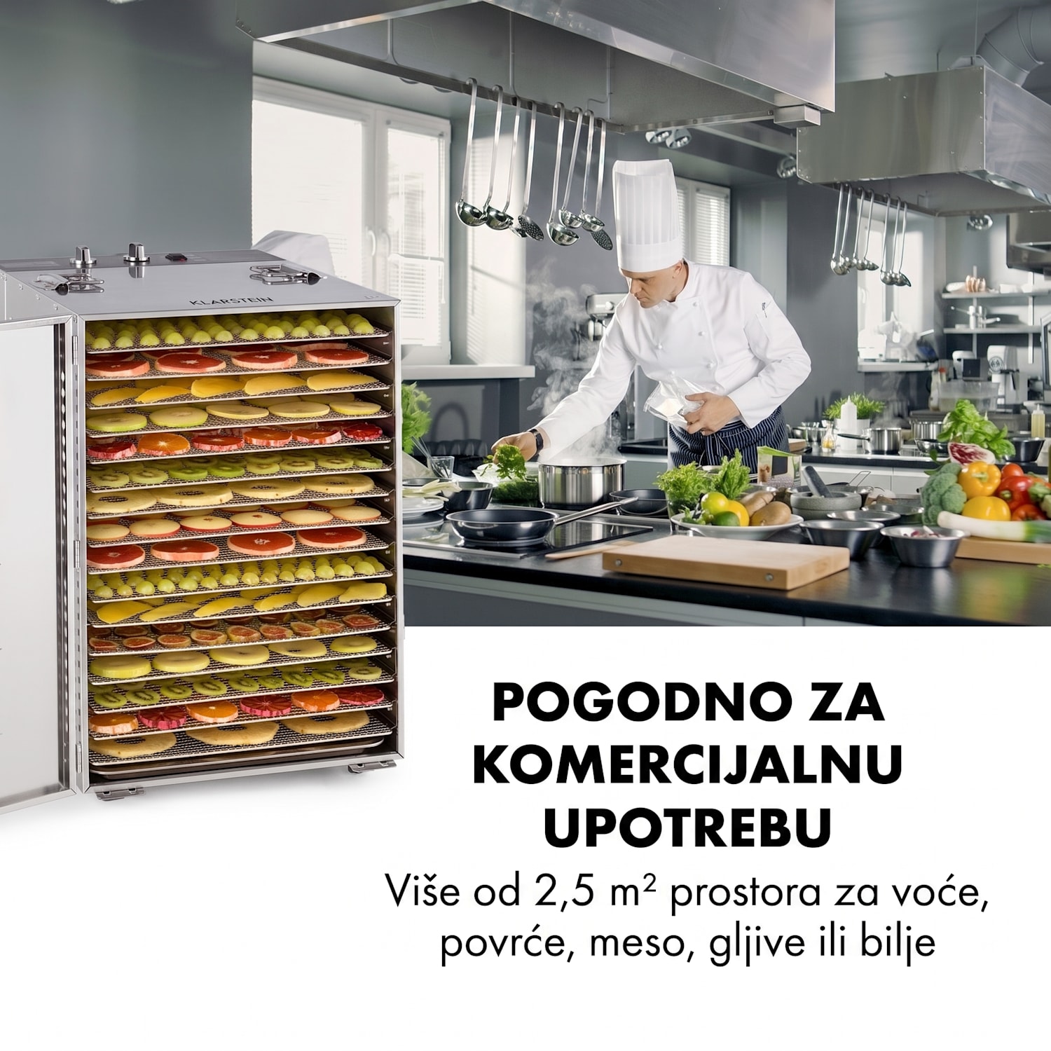 Master Jerky 16 sušilica hrane, 1500 W, 40 - 90 °C, 15h timer, konstrukcija od nehrđajućeg čelika, srebrna 16 faza