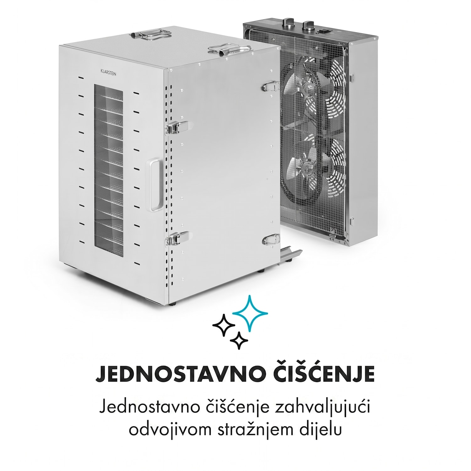 Master Jerky 16 sušilica hrane, 1500 W, 40 - 90 °C, 15h timer, konstrukcija od nehrđajućeg čelika, srebrna 16 faza