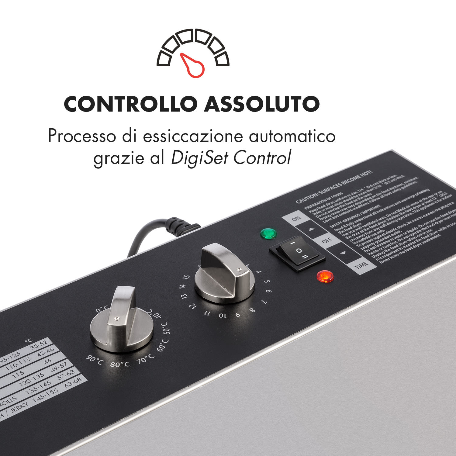 Master Jerky 16 Essiccatore 1500W 40-90 °C timer 15h acciaio inox arge 16 scomparti