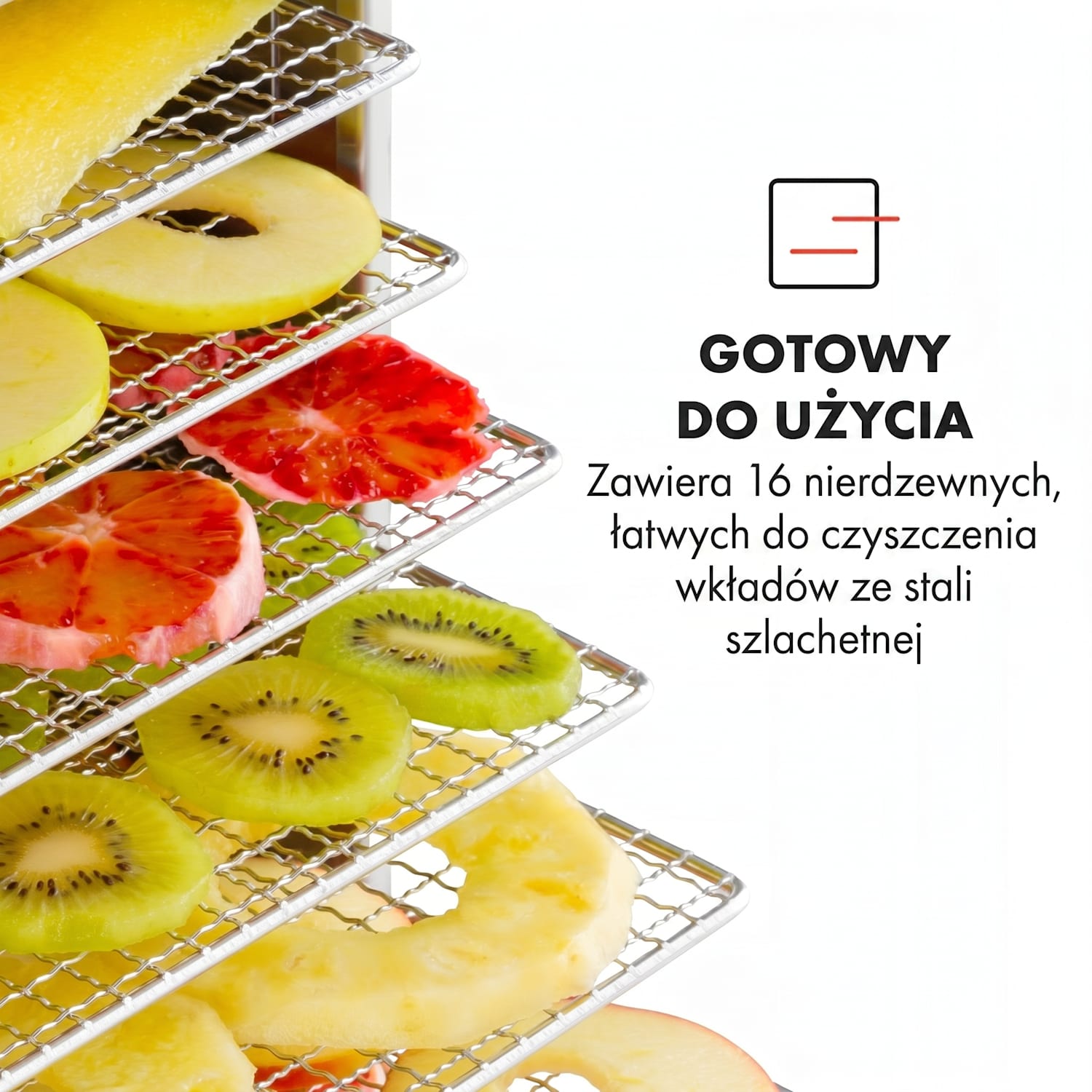 Pro Master Jerky 16, suszarka do żywności, 1500 W, 40–90°C, timer 15-godzinny 16 poziomów