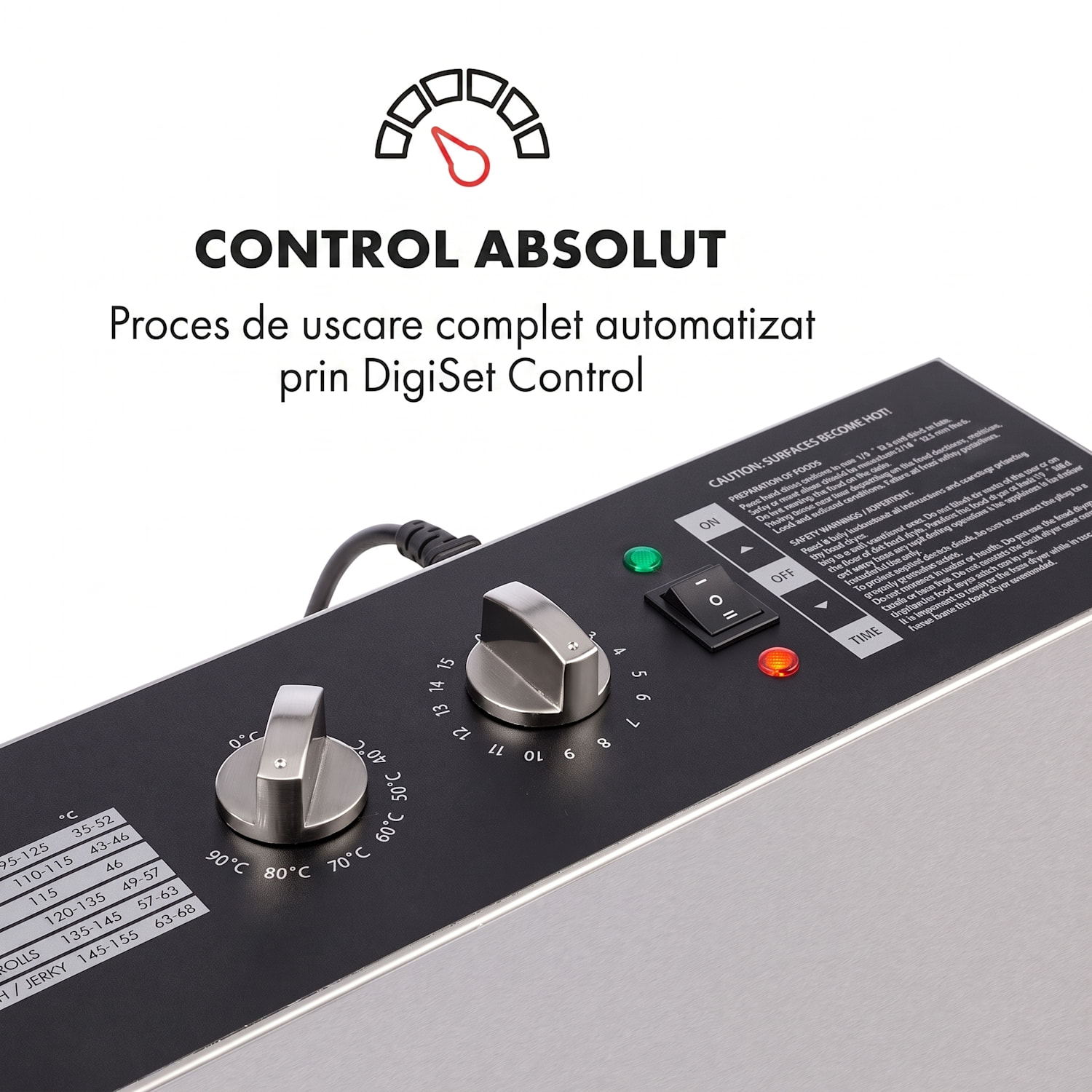 Master Jerky 16, dehidratator, 1500 W, 40 - 90 °C, 15h-Timer, oțel inoxidabil, argintiu 16 etape