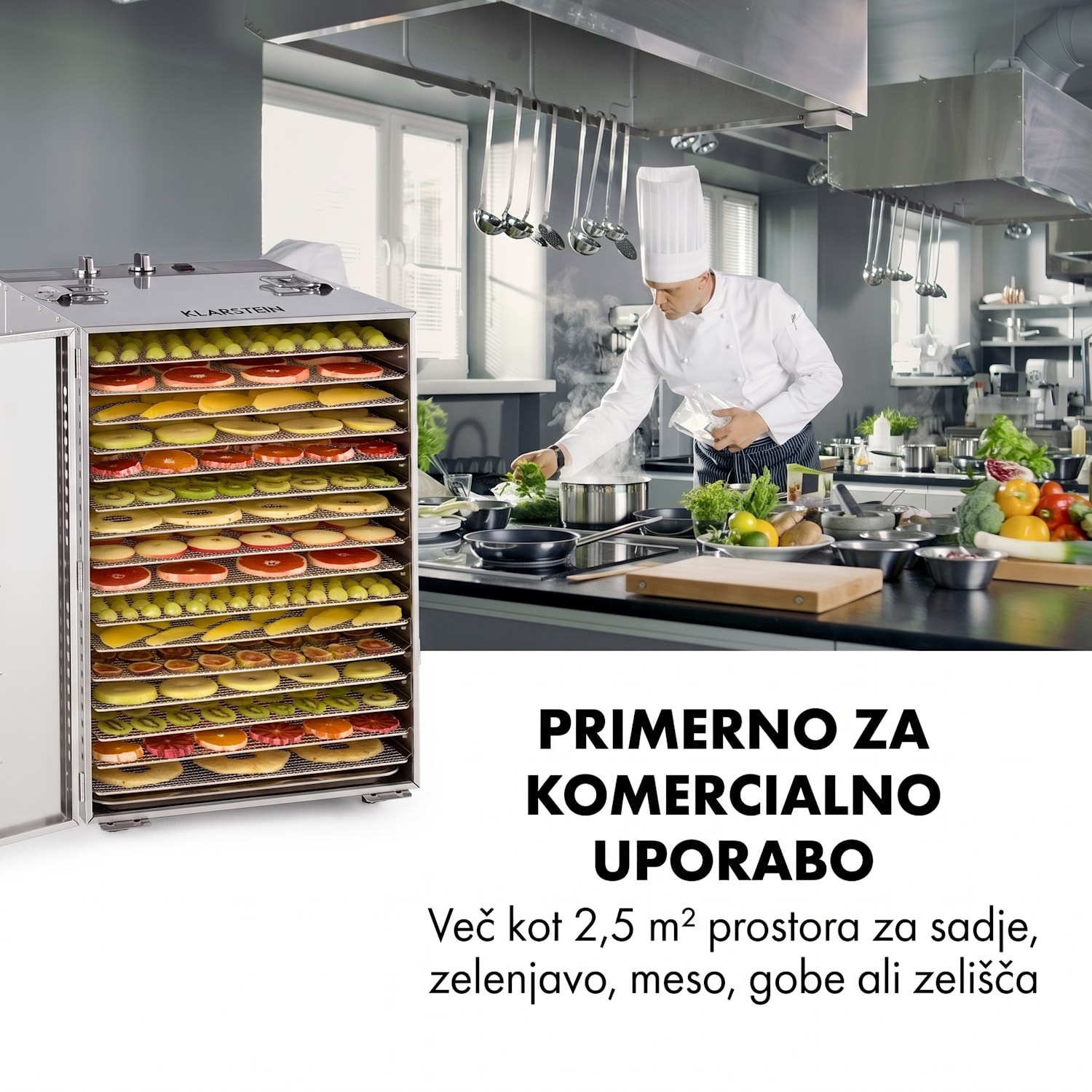 Master Jerky 16, sušilnik za živila, 1500 W, 40 - 90 °C, 15 urni merilec časa, nerjavno jeklo, srebrn 16 členkov