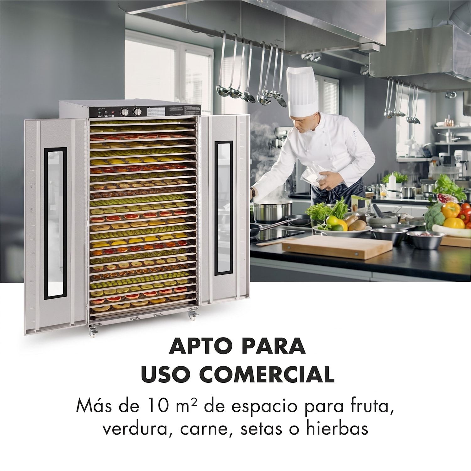 Master Jerky 24 Deshidratador de alimentos 5850W 40-90ºC Temporizador 15h Acero inoxidable Plateado 24 bandejas