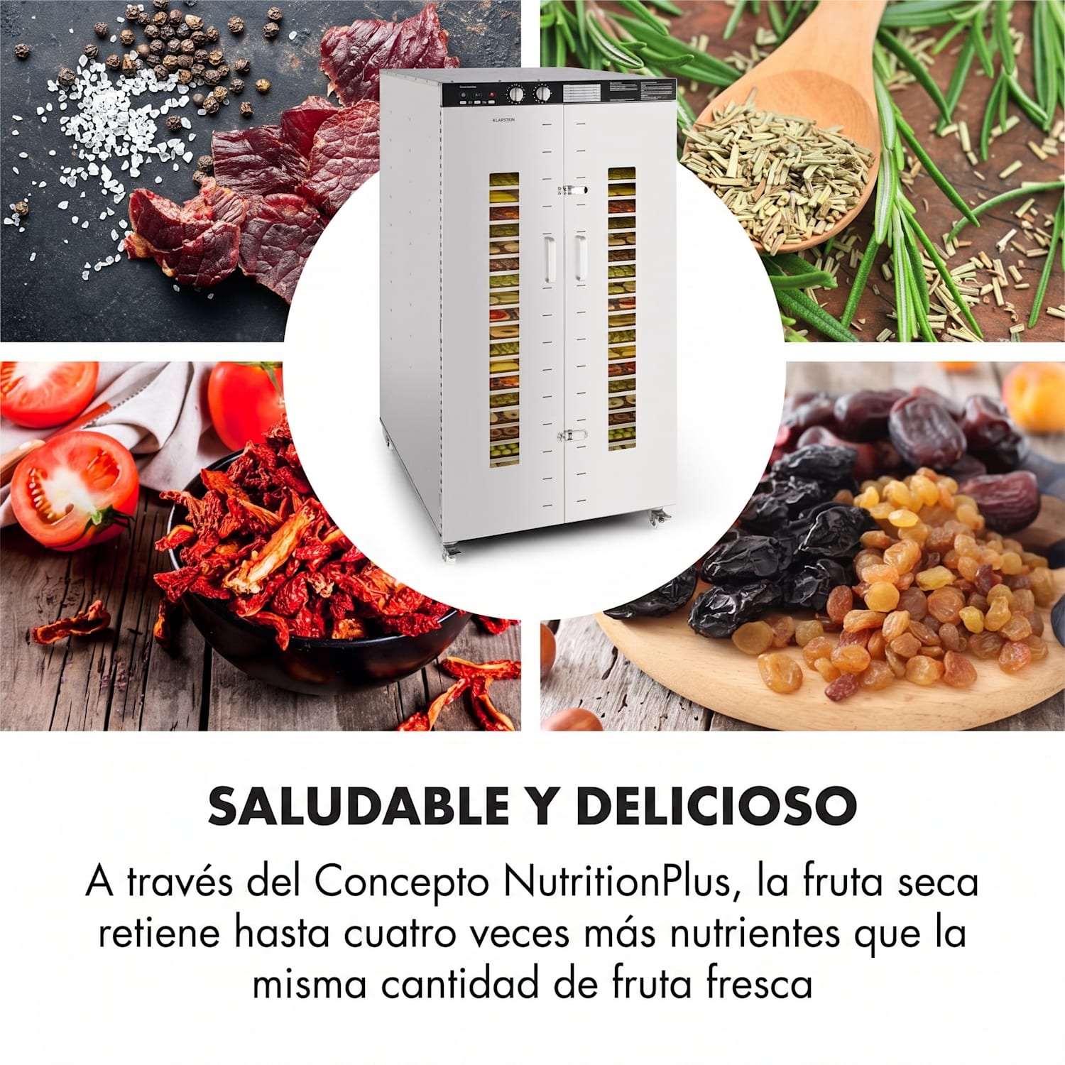 Master Jerky 24 Deshidratador de alimentos 5850W 40-90ºC Temporizador 15h Acero inoxidable Plateado 24 bandejas