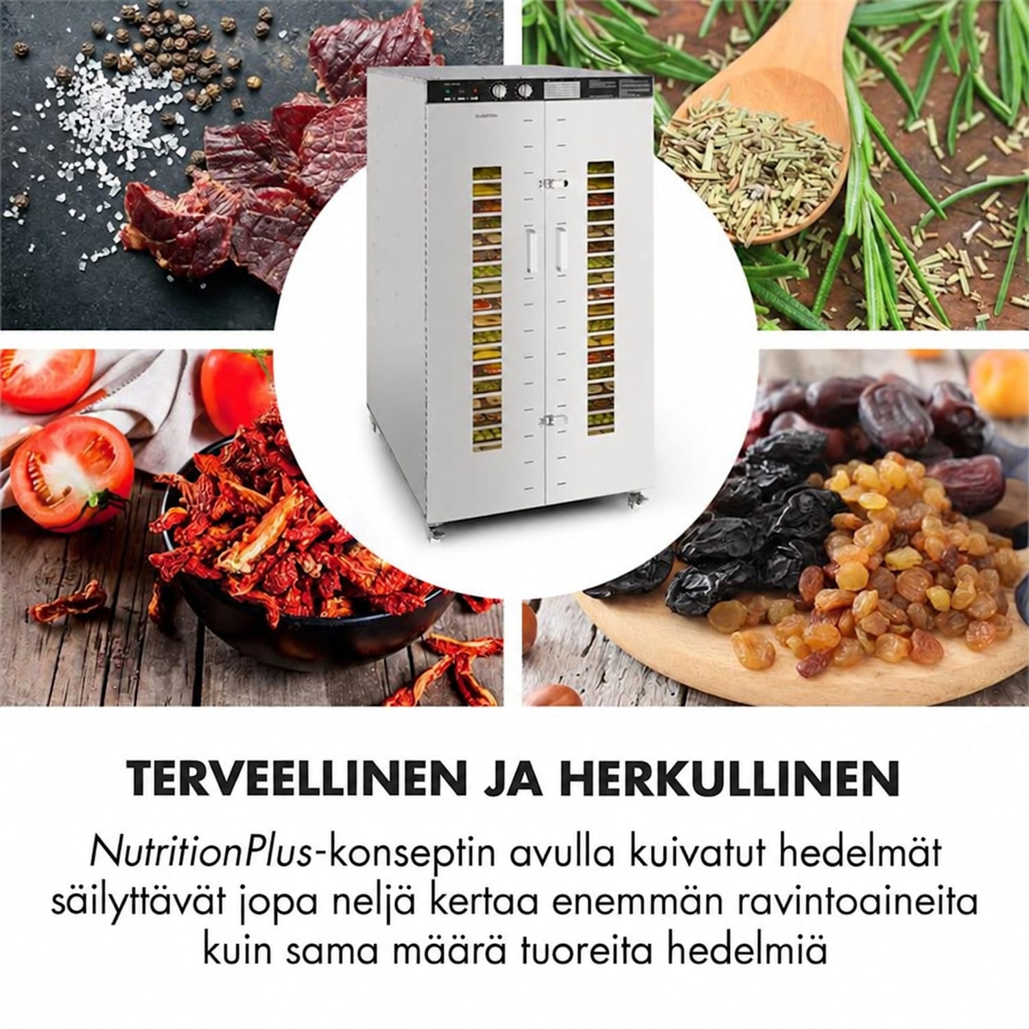 Master Jerky 24 kuivain 5850w 40-90 °C 15h ajastin teräs hopea 24 tasoa