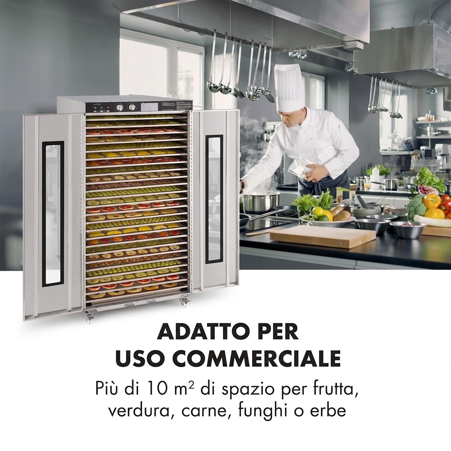 Master Jerky 24 Essiccatore 5850W 40-90 °C Timer da 15h Inox argento 24 scomparti