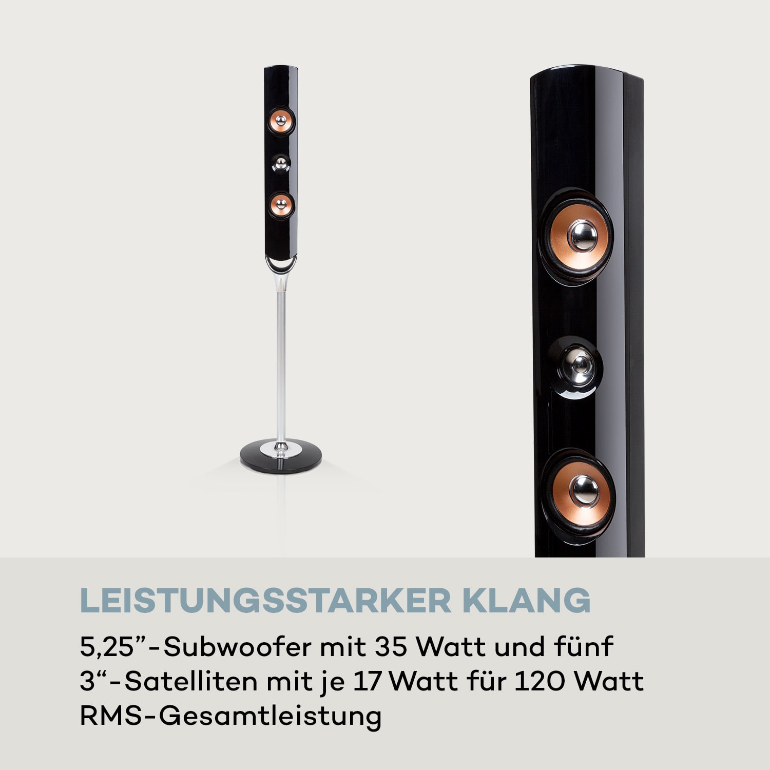 Areal Nobility 5.1-Surround-System 120W RMS BT USB AUX Fernbedienung 