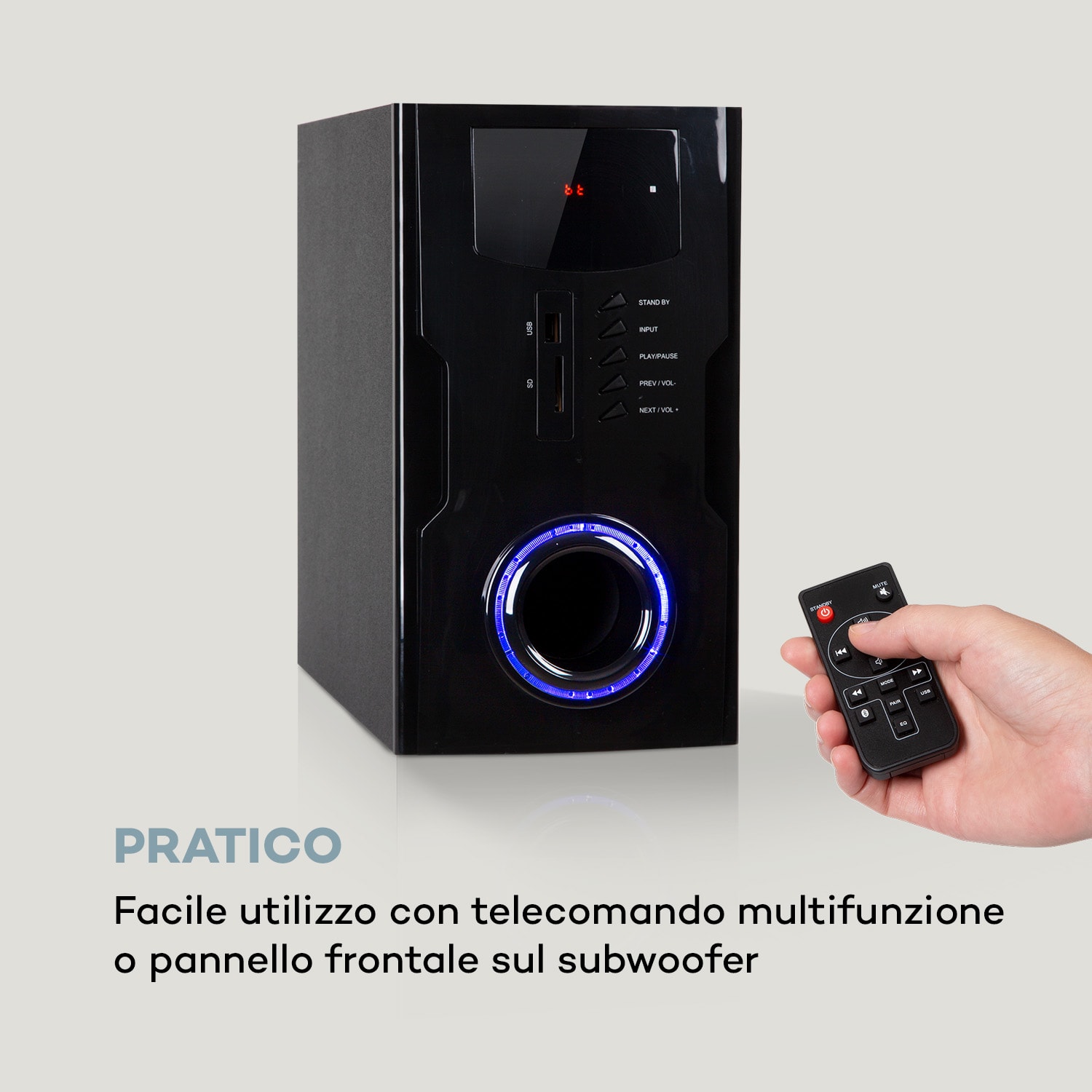 Areal Nobility Surround-System a 5.1 canali 120 W RMS BT 3.0 USB SD AUX 