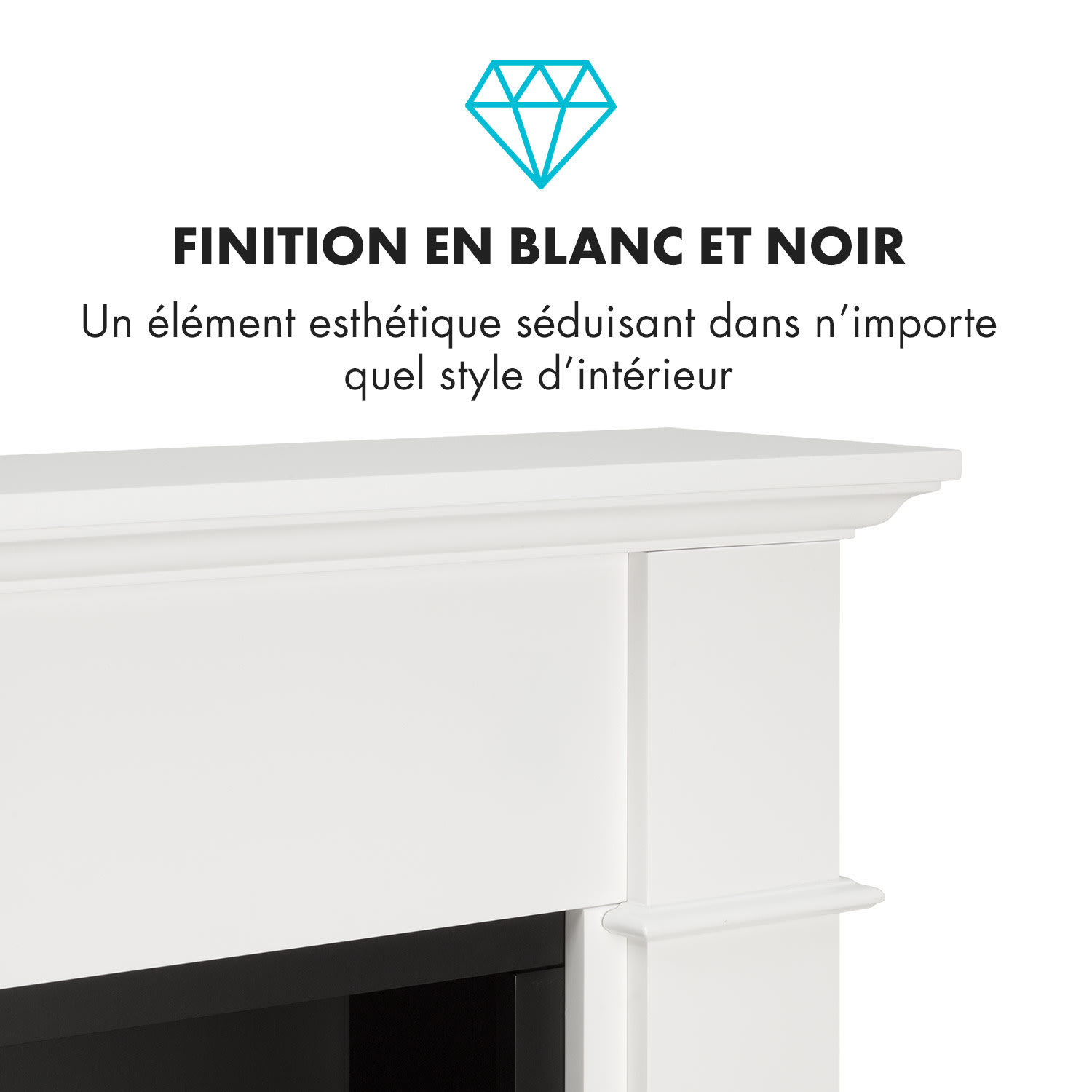 Biel Revêtement de cheminée design élégant MDF blanc sans insert de cheminée