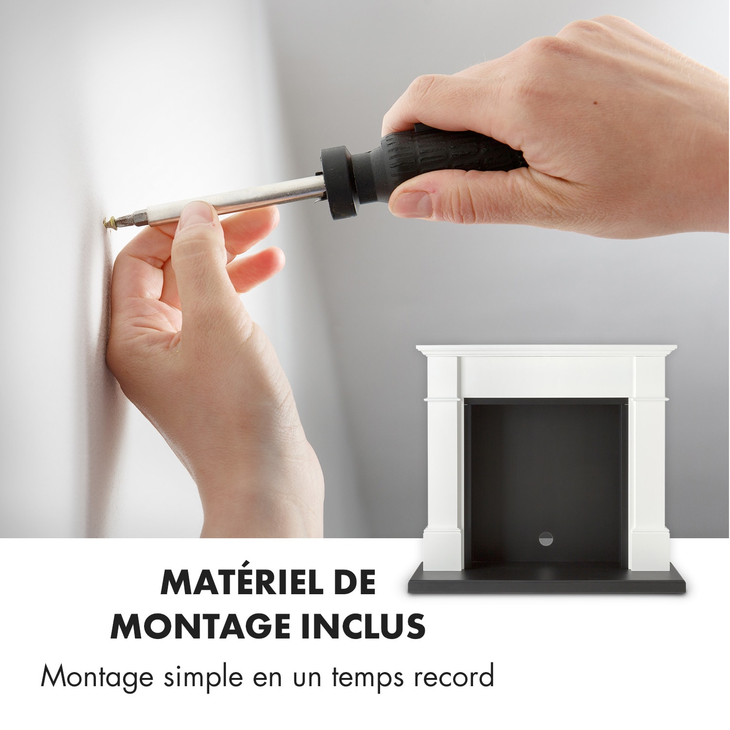Biel Revêtement de cheminée design élégant MDF blanc sans insert de cheminée