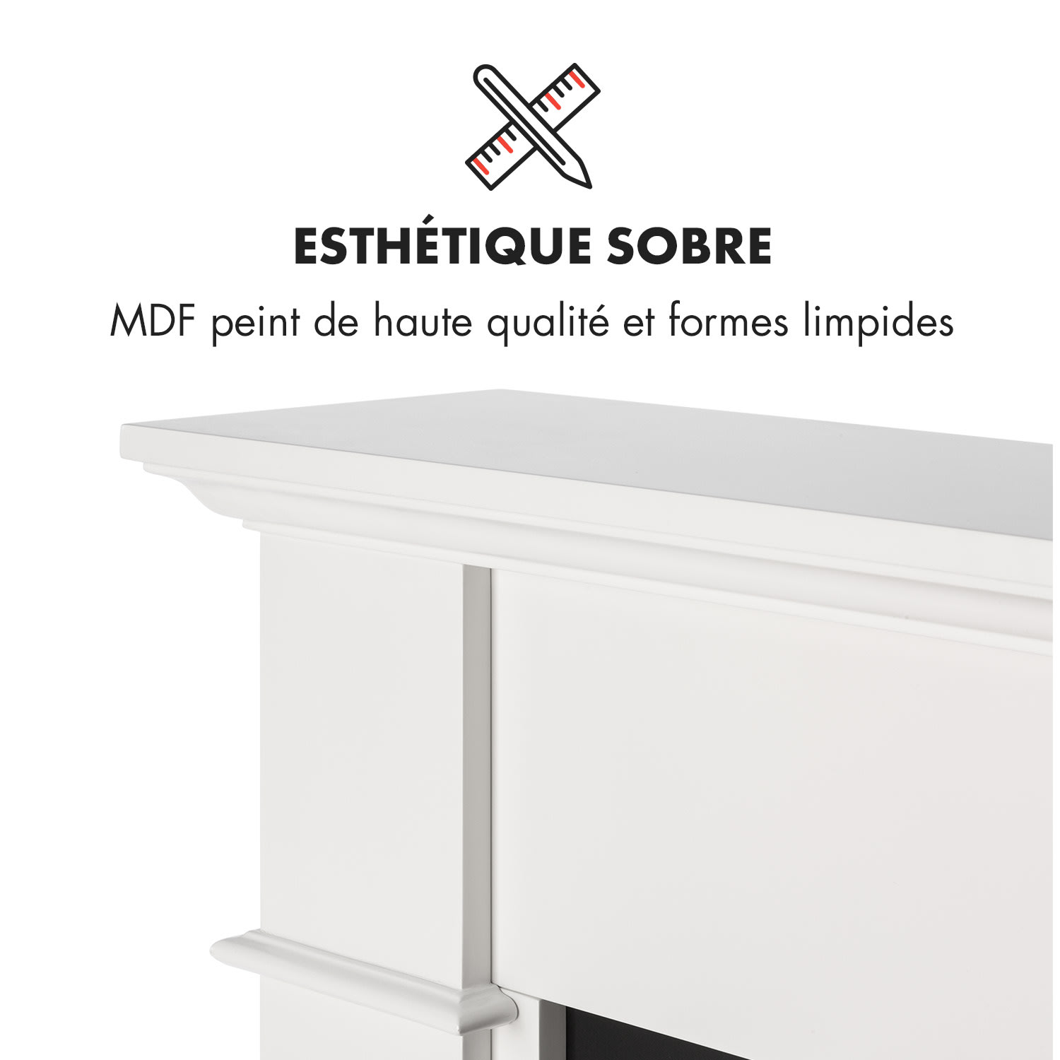 Biel Revêtement de cheminée design élégant MDF blanc sans insert de cheminée