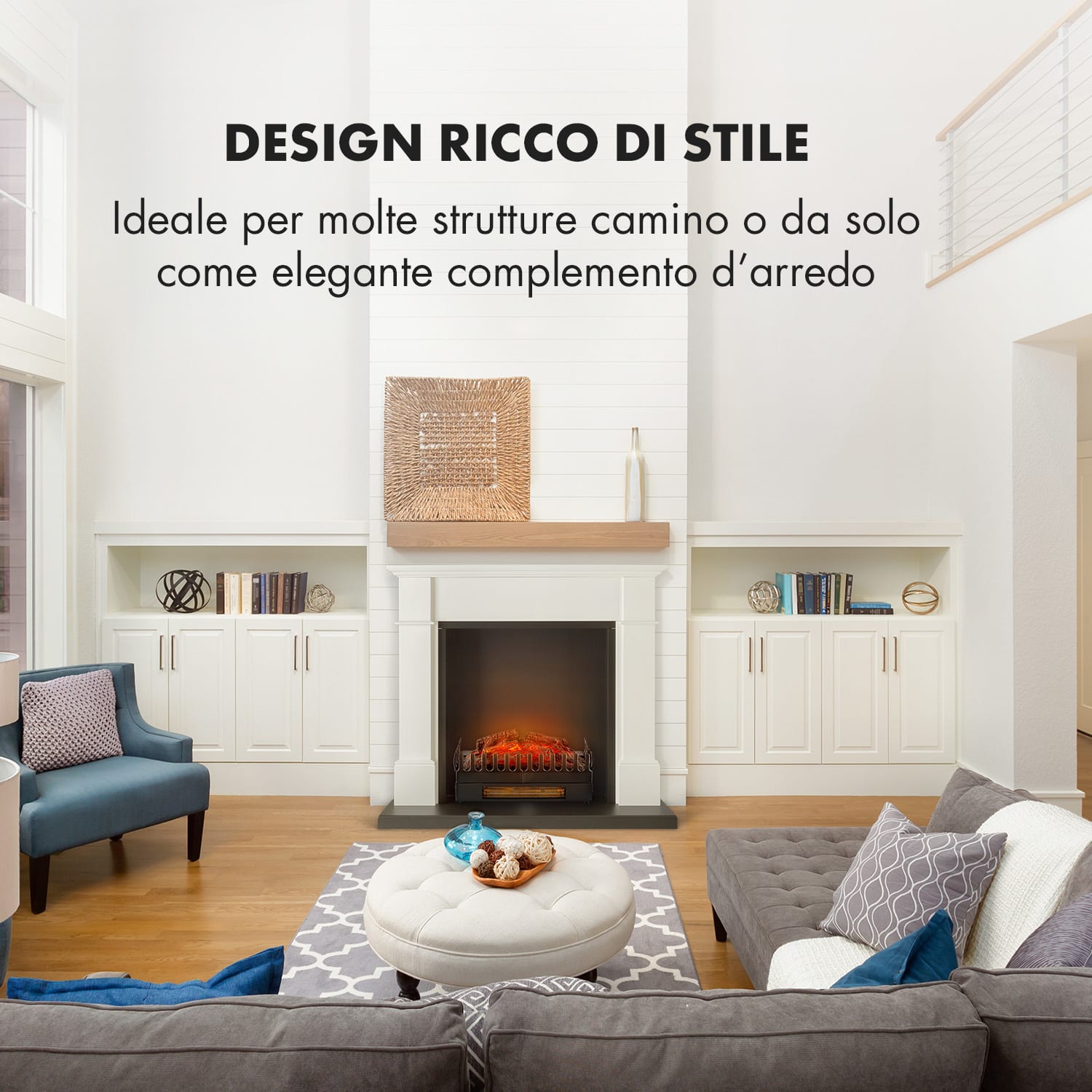 Biel Alloggiamento camino design elegante MDF bianco without fireplace inset