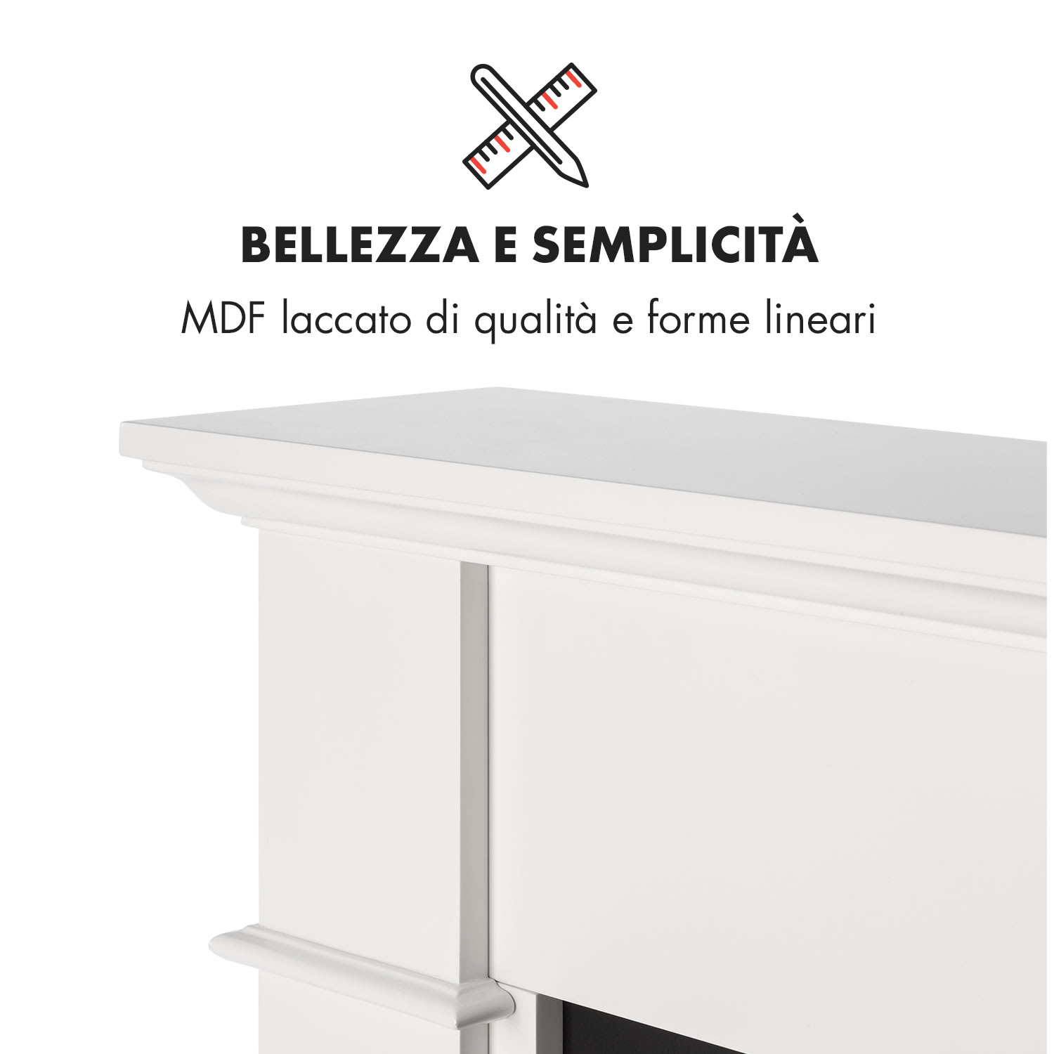 Biel Alloggiamento camino design elegante MDF bianco without fireplace inset