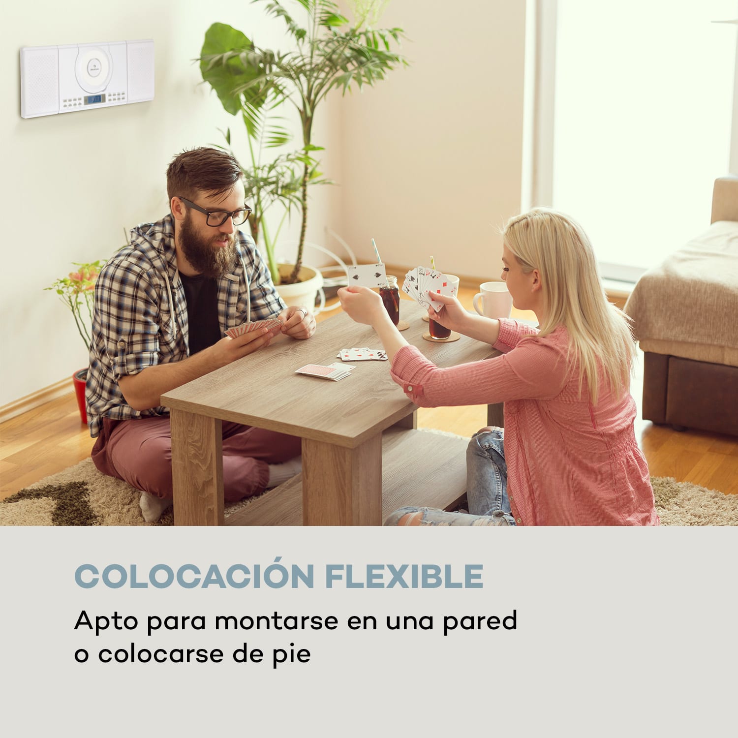 Wallie Microsistema Reproductor de CD Bluetooth Puerto USB Mando a distancia Blanco 