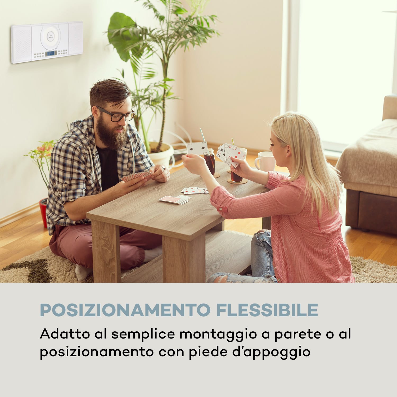 Wallie Microsystem Lettore CD Bluetooth Porta USB Telecomando bianco 