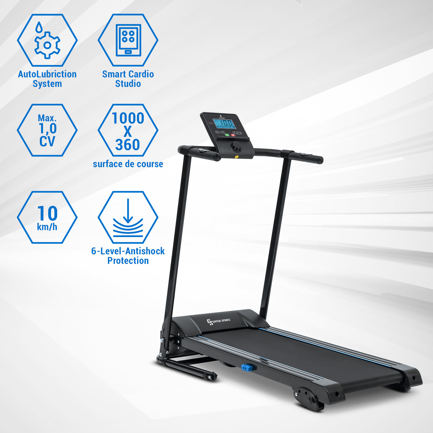 Pacemaker F60 Tapis de course motorisé Bluetooth 12 programmes 