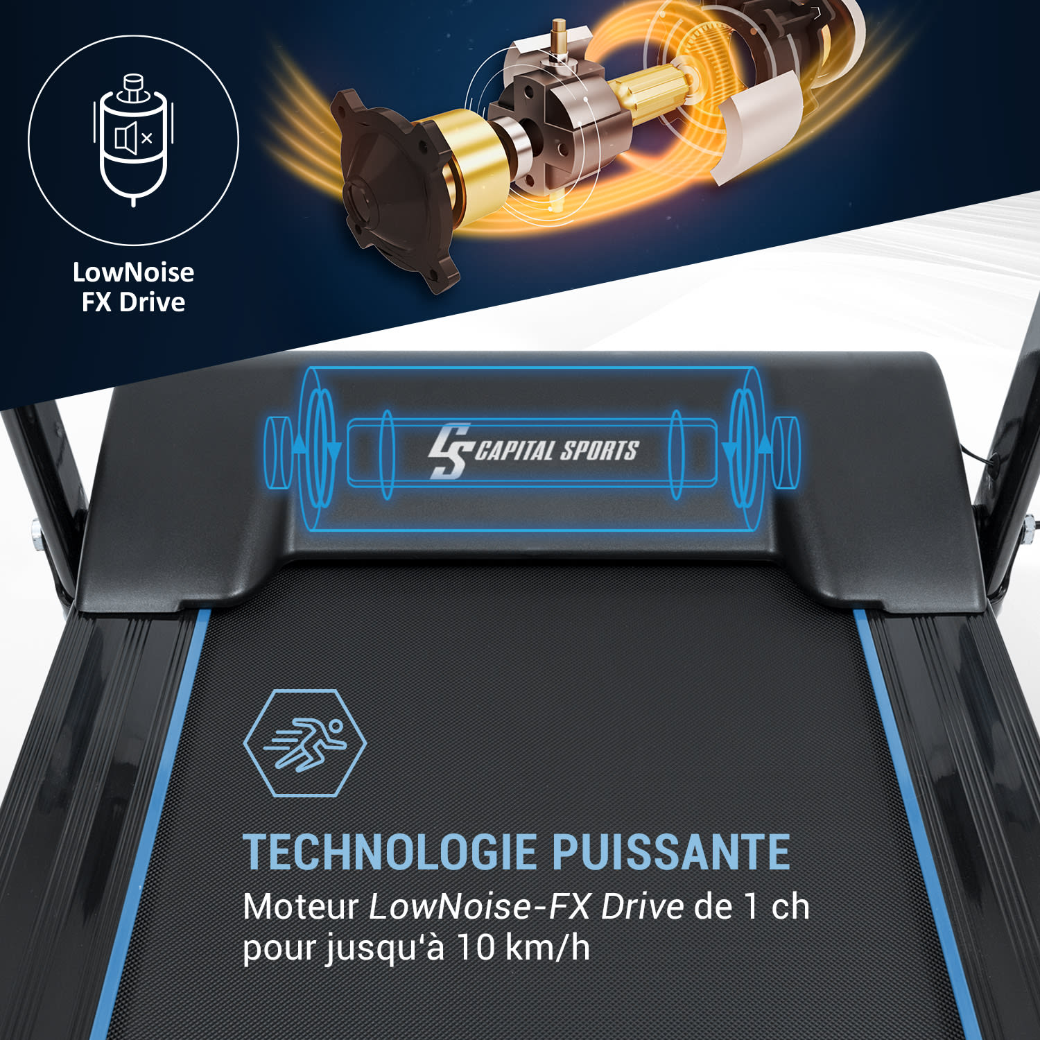 Pacemaker F60 Tapis de course motorisé Bluetooth 12 programmes 