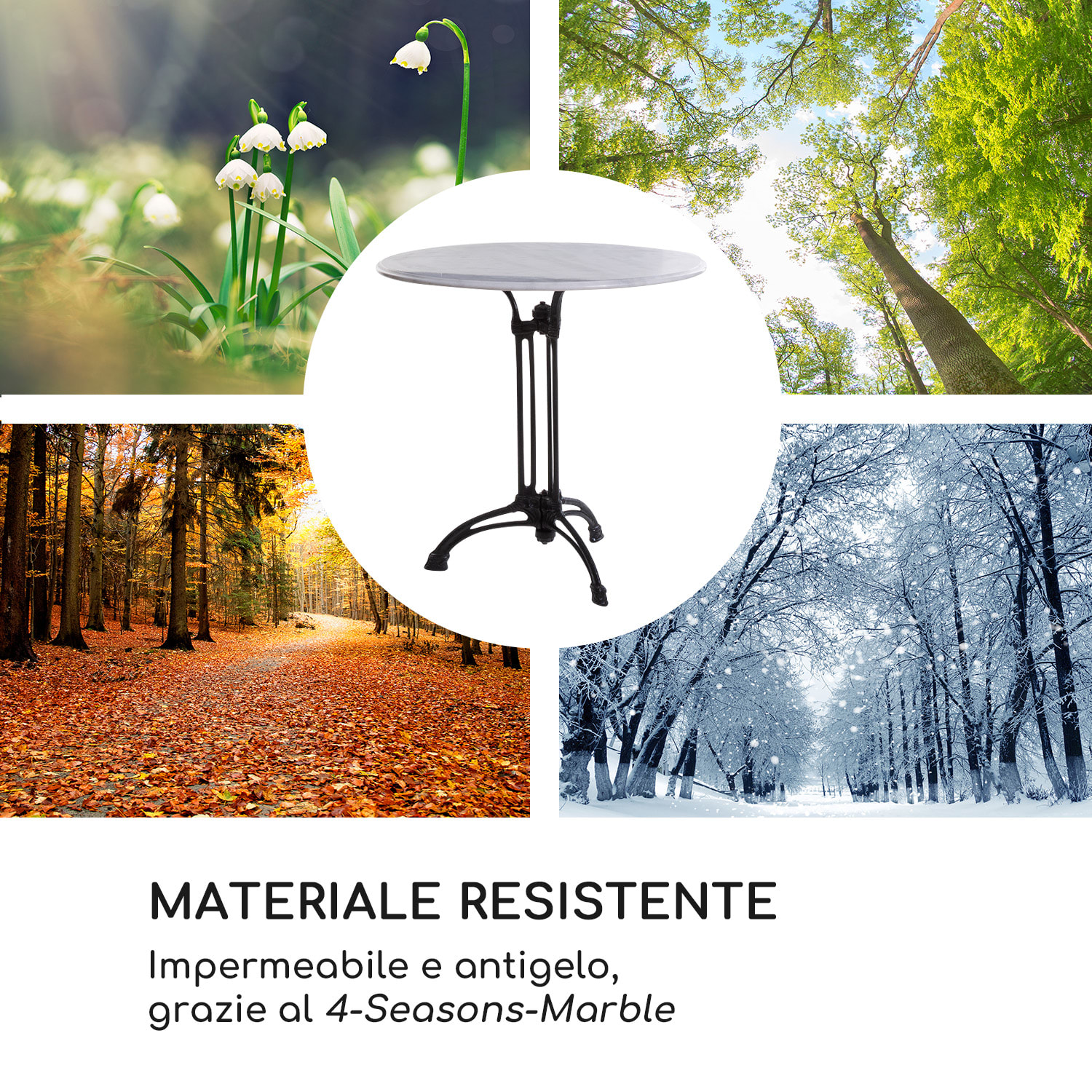 Patras-XL tavolo da bistrò 4-Seasons-Marble resistente all'acqua antigelo nero/bianco 