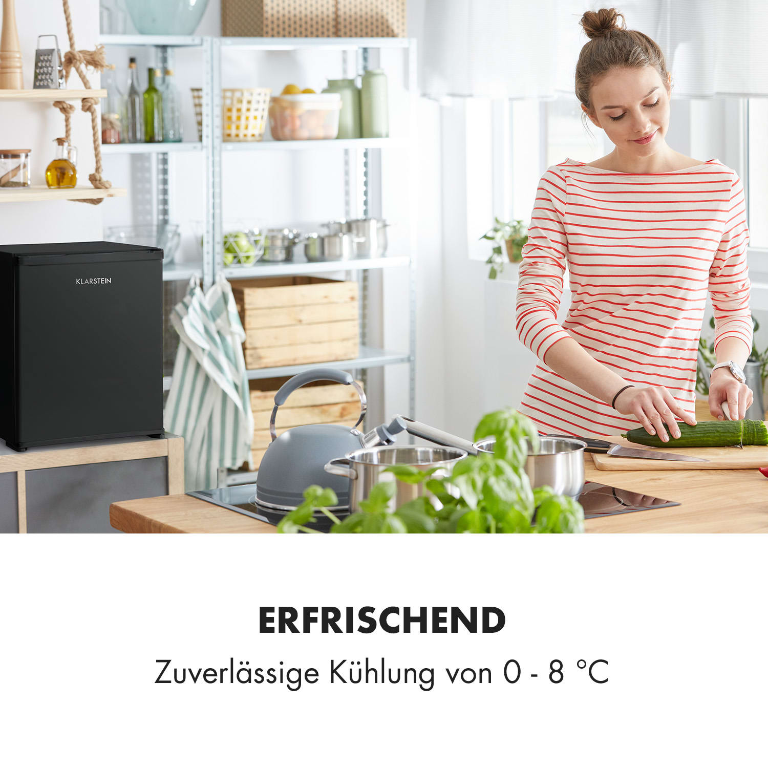 Nagano M Mini-Kühlschrank 44l 0dB 0-8°C geräuschlos 56cm schwarz 44 Ltr | Schwarz