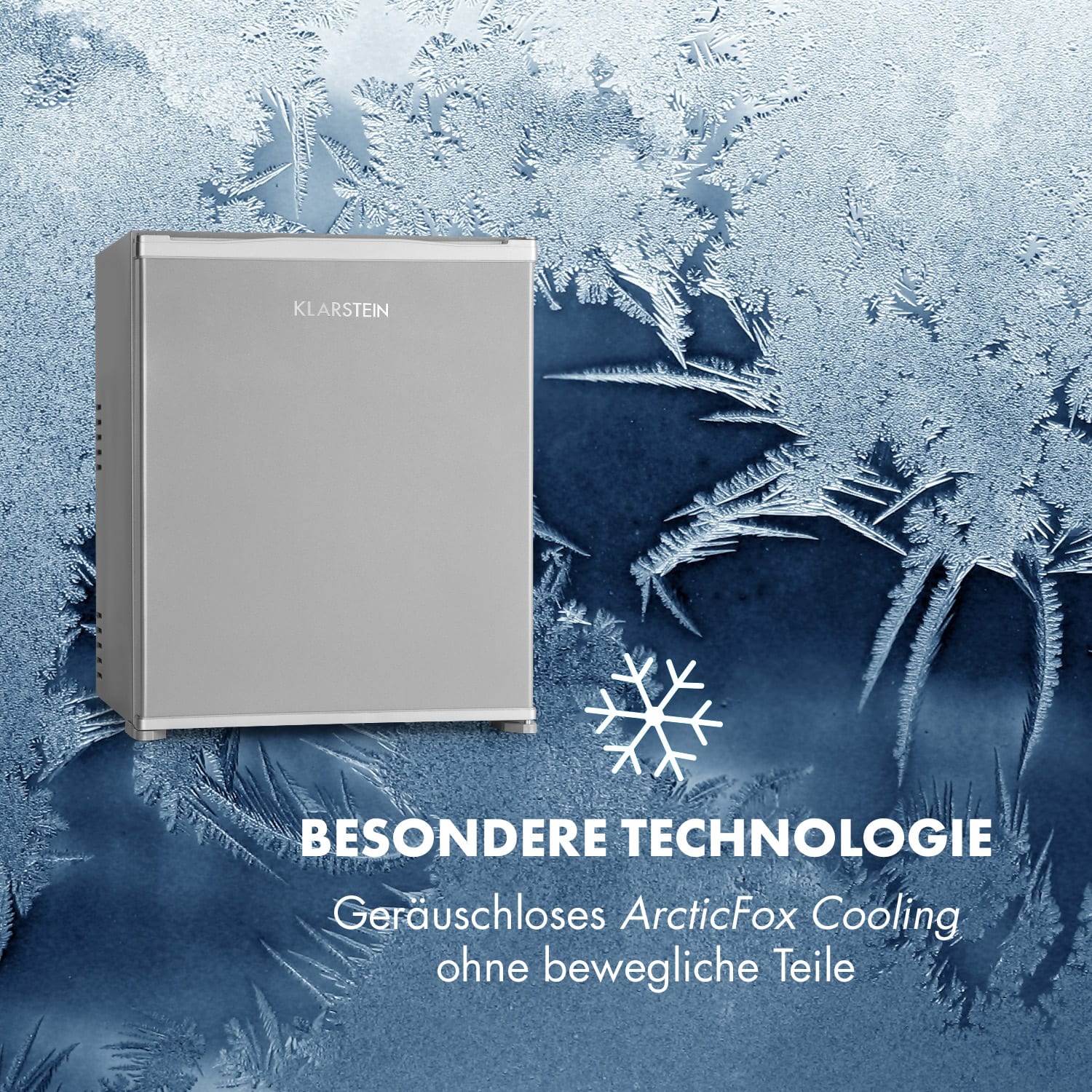 Nagano S Mini-Kühlschrank 38l 0dB 0-8°C geräuschlos 54,5cm silber 38 Ltr | Silber