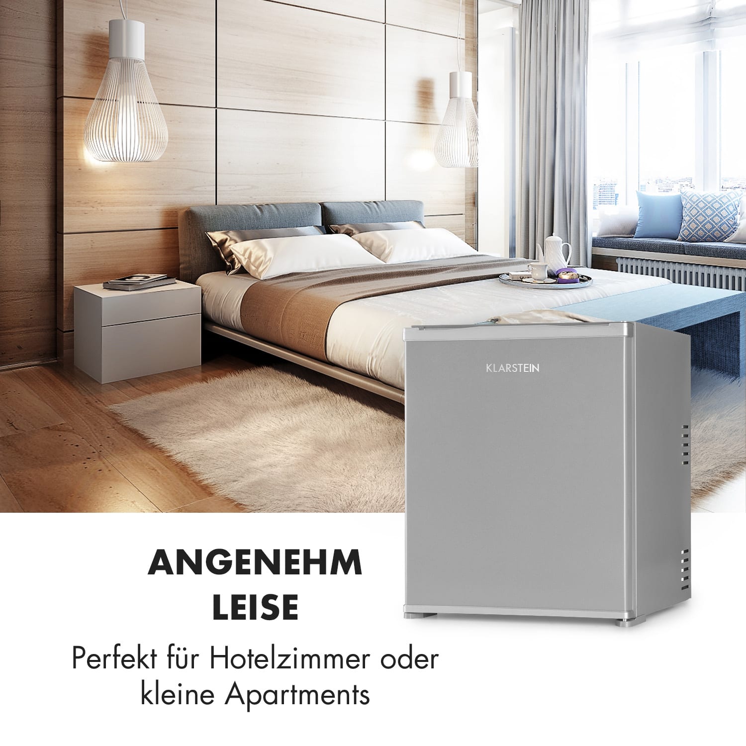 Nagano S Mini-Kühlschrank 38l 0dB 0-8°C geräuschlos 54,5cm silber 38 Ltr | Silber