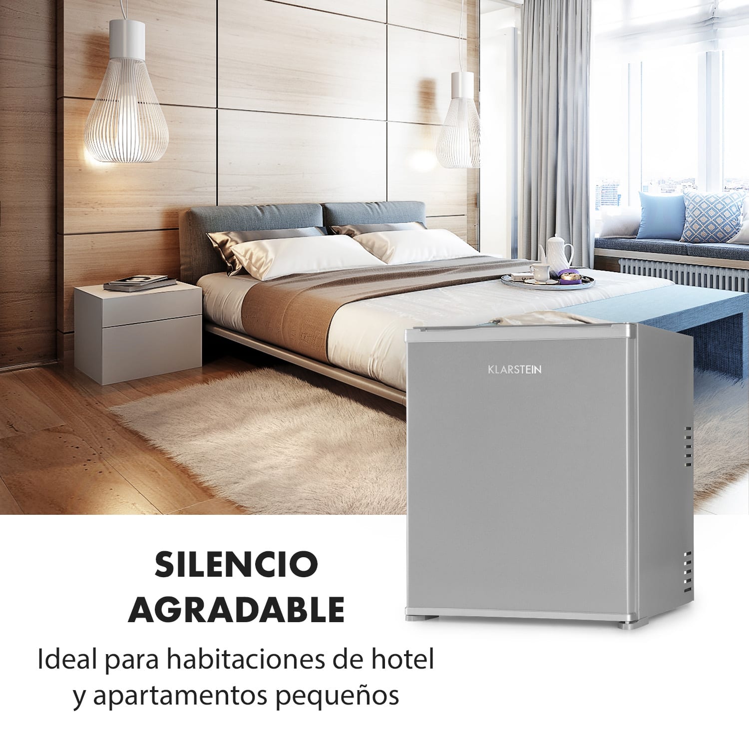 Nagano S Frigorífico pequeño 38l 0dB 0-8°C Silencioso 54,5cm Plateado 38 L | Plata