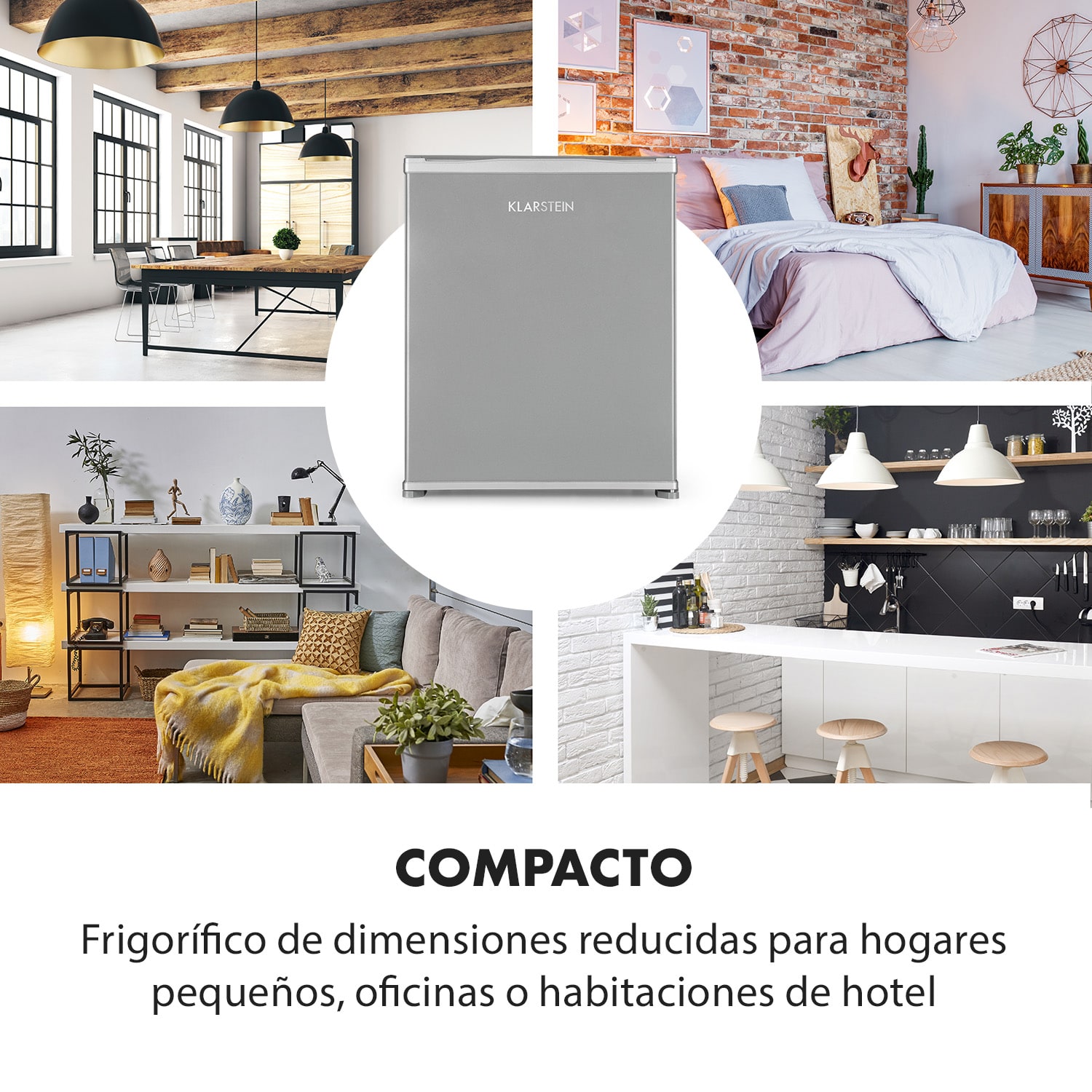 Nagano S Frigorífico pequeño 38l 0dB 0-8°C Silencioso 54,5cm Plateado 38 L | Plata