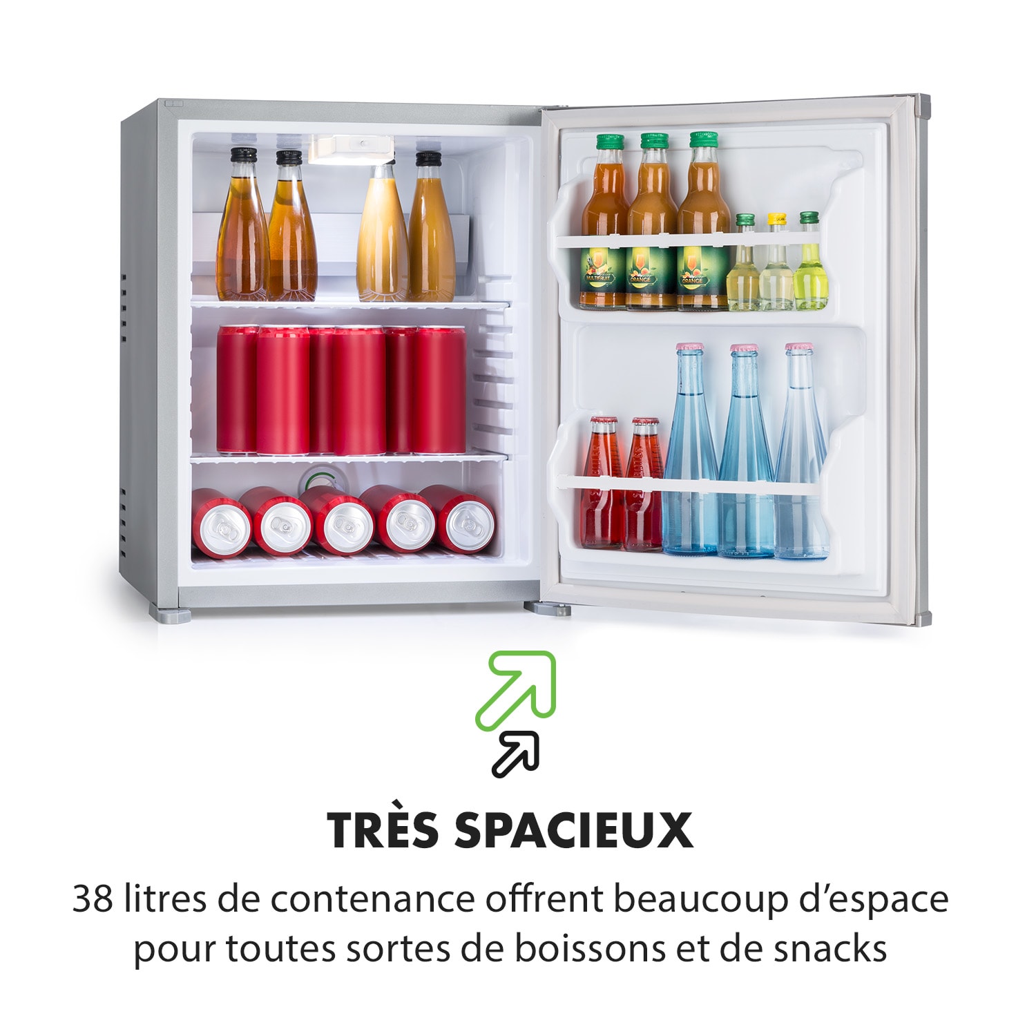 Nagano S mini-réfrigérateur 38 l 0 dB 0-8°C silencieux 54,5 cm argent 38 L | Argent