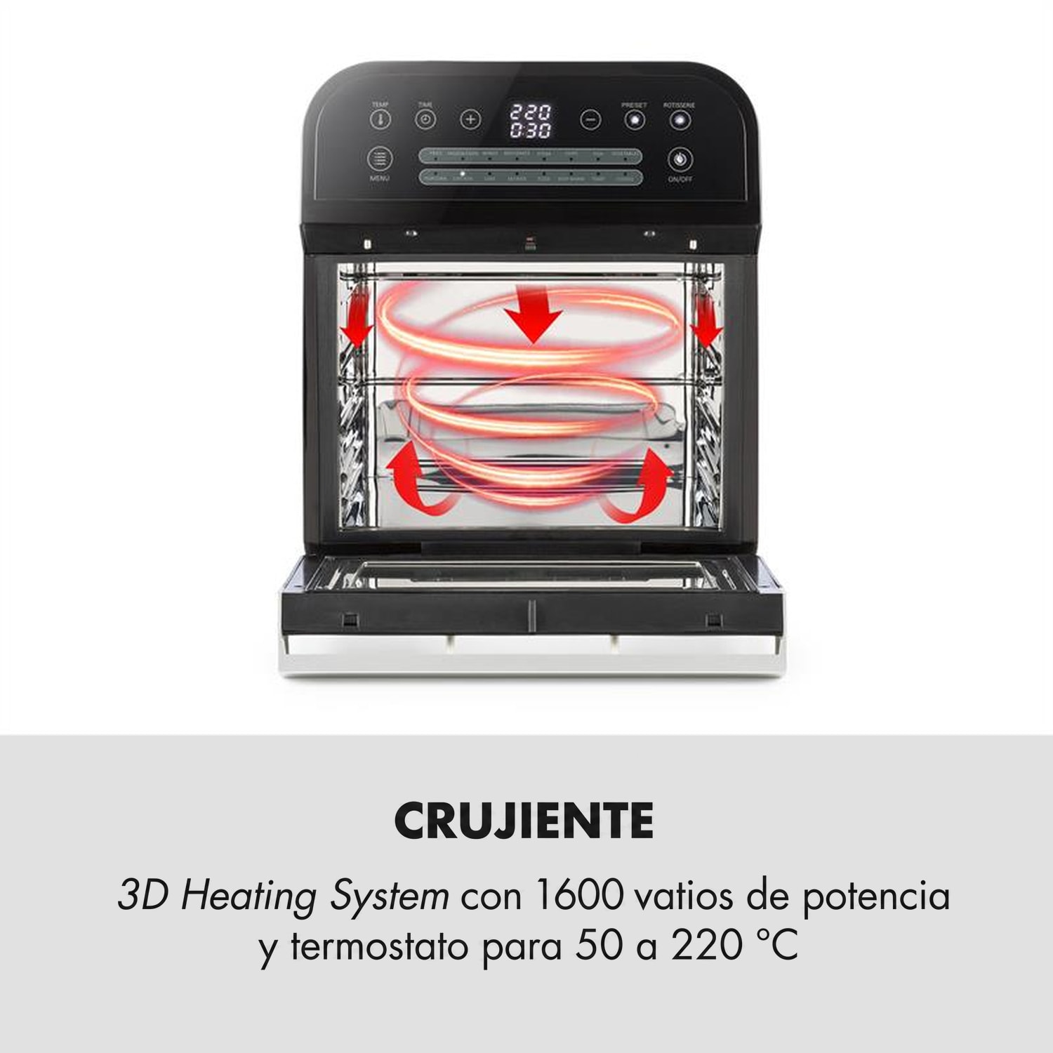 AeroVital Cube Freidora de aire caliente 1600 W 12 L Temporizador 16 programas Negro Negro