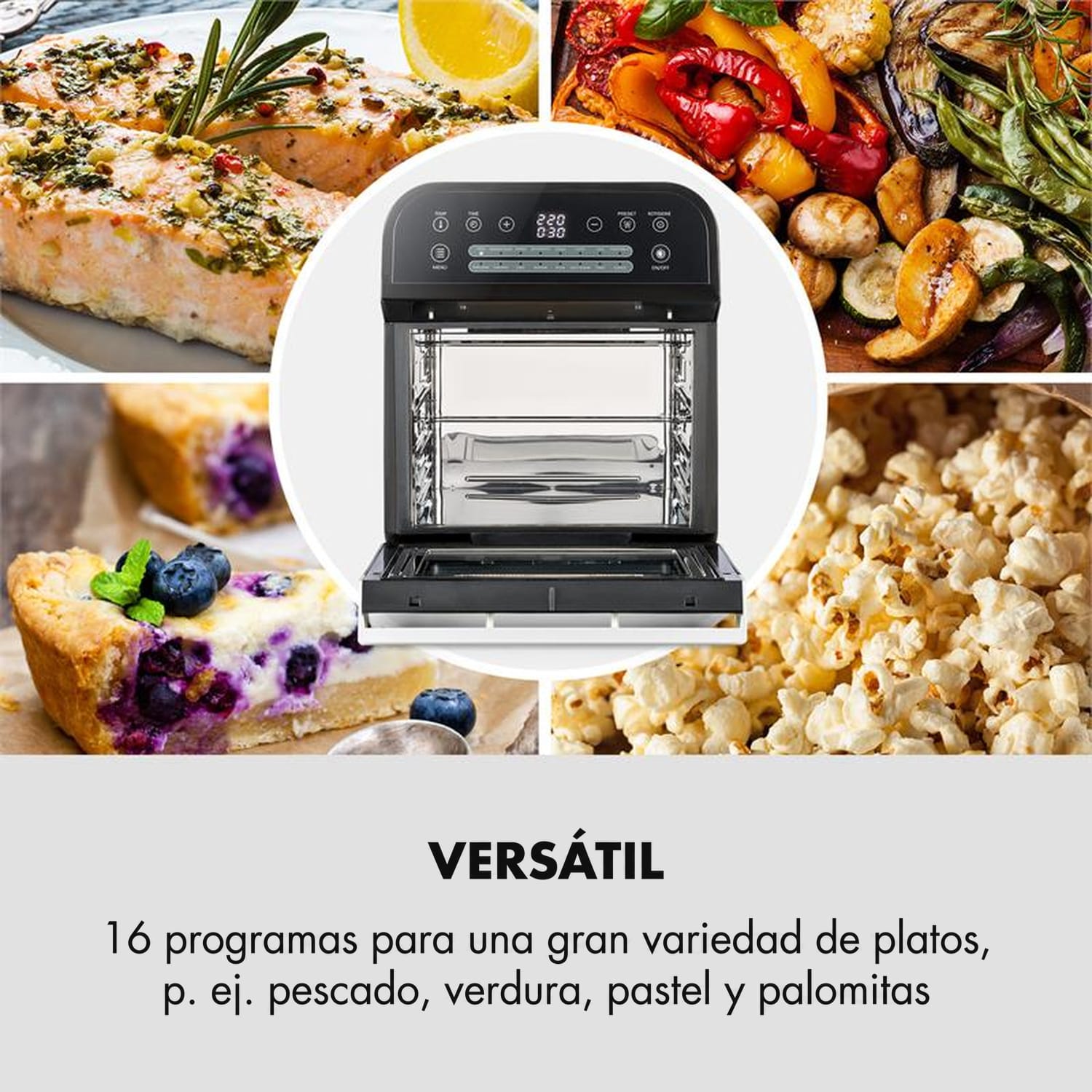 AeroVital Cube Freidora de aire caliente 1600 W 12 L Temporizador 16 programas Negro Negro