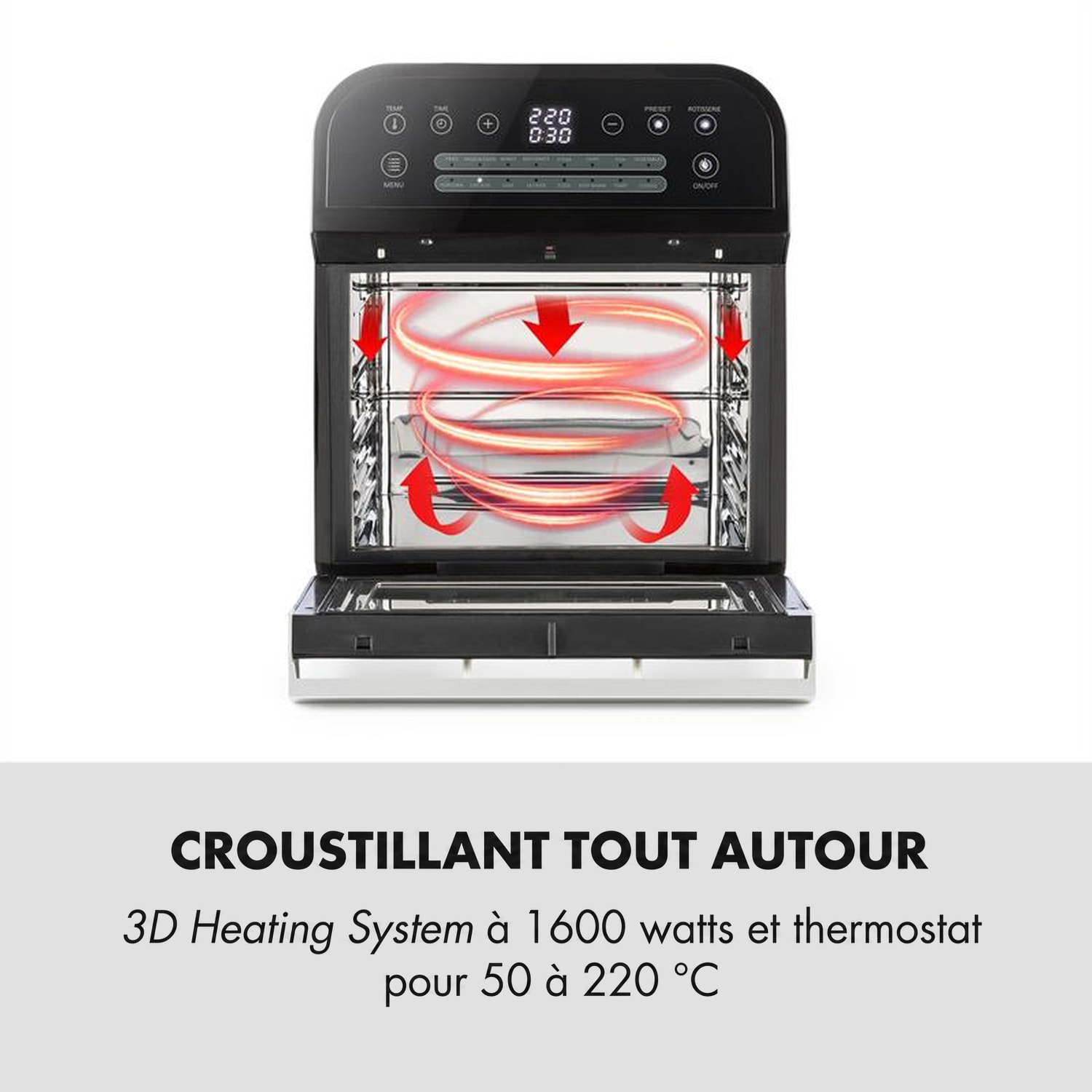 AeroVital Cube heteluchtfriteuse 1600W 12L timer 16 programma's zwart Zwart