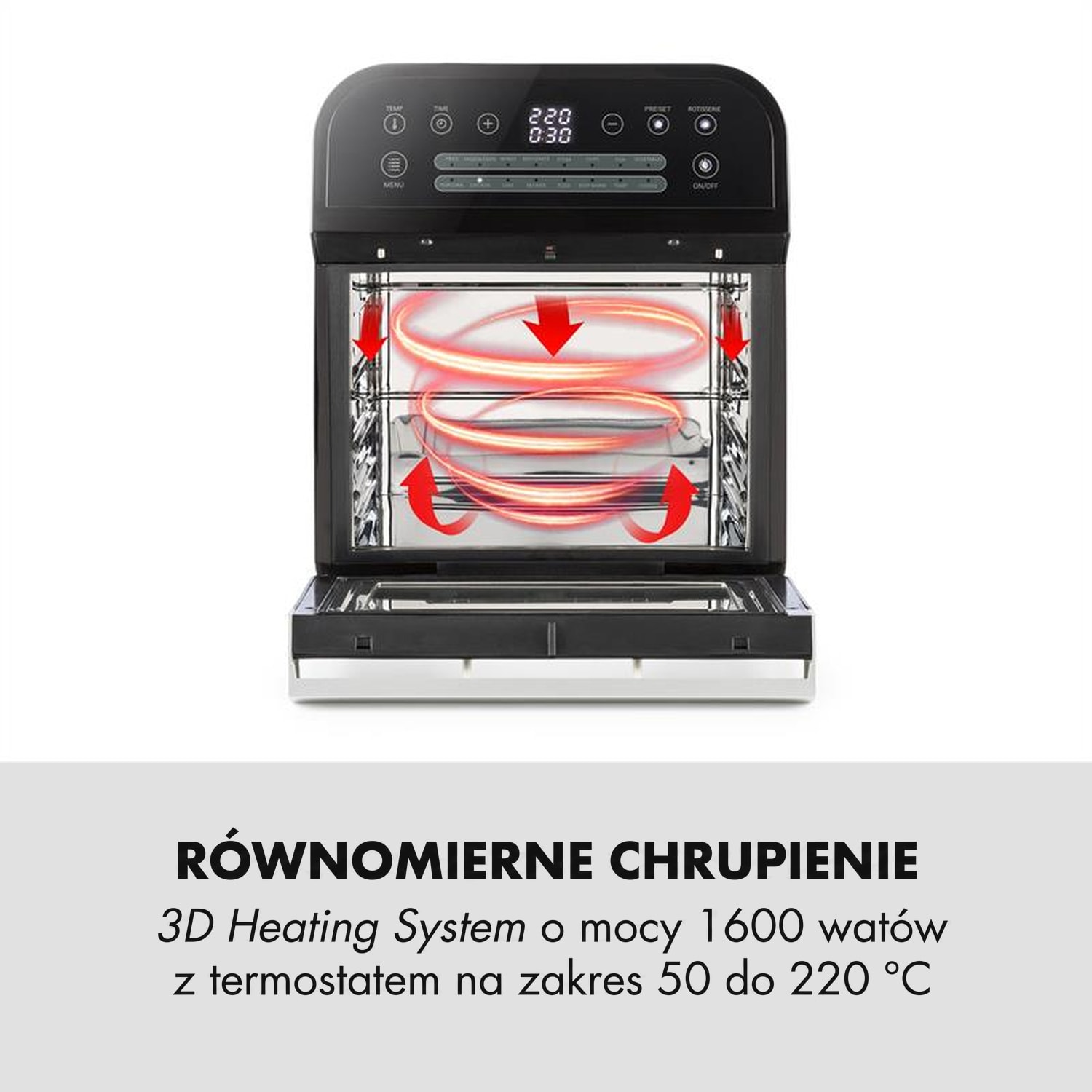 AeroVital Cube, frytkownica beztłuszczowa, 1600 W, 12 l, timer, 16 programów, kolor czarny Czarny