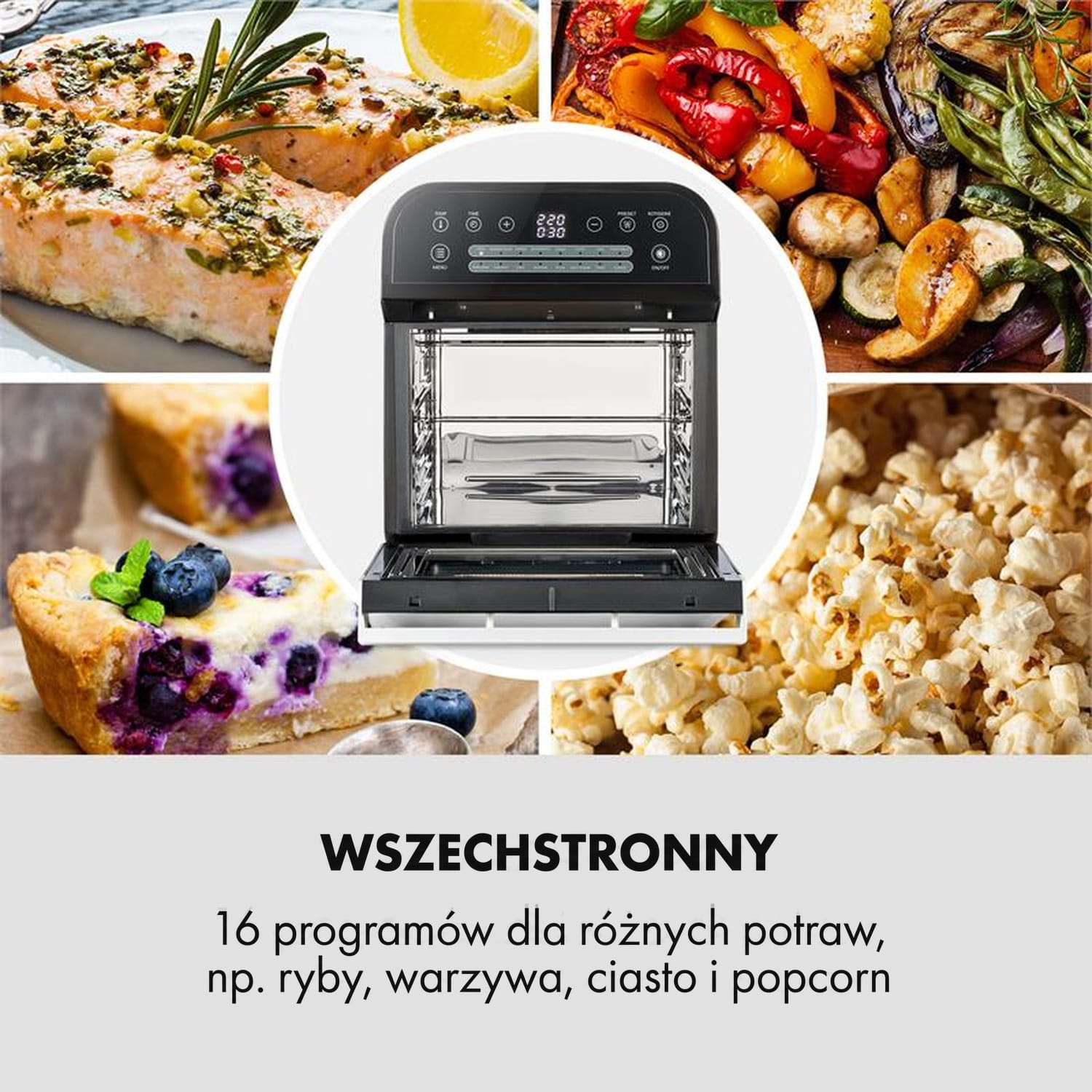 AeroVital Cube, frytkownica beztłuszczowa, 1600 W, 12 l, timer, 16 programów, kolor czarny Czarny