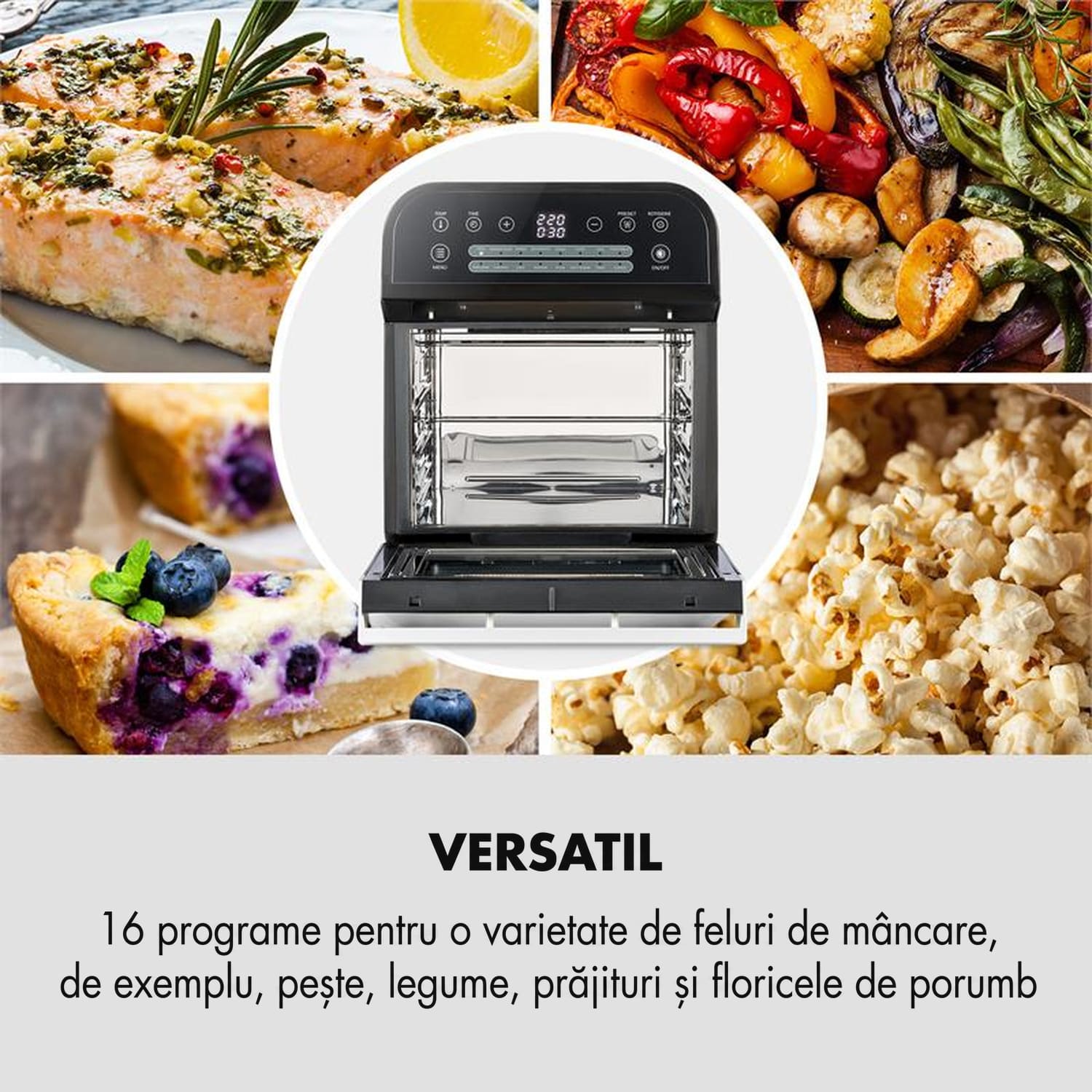 AeroVital Cube, friteuză pe aer cald, 1600 W, 12 l, timer, 16 programe, negru Negru