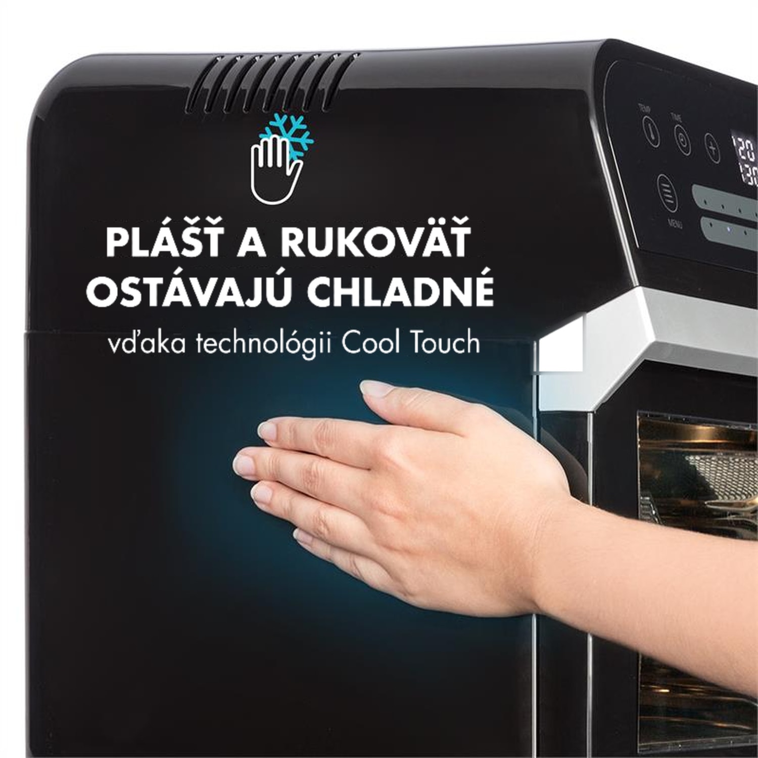 AeroVital Cube, teplovzdušná fritéza, 1600 W, 12 l, časovač, 16 programov, čierna Čierna