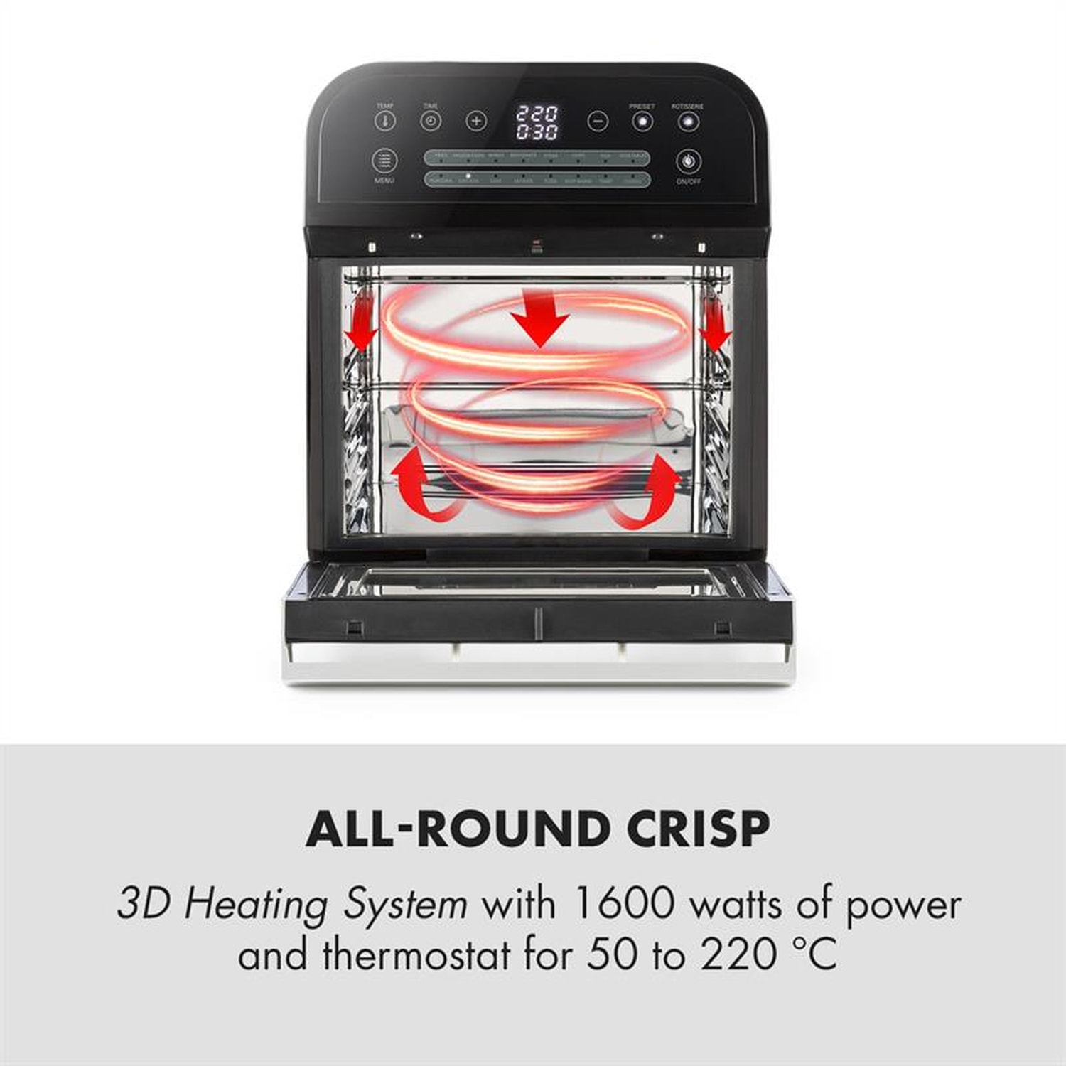 AeroVital Cube Fritadeira de ar quente1600W 12L Timer 16 programas preto Preto
