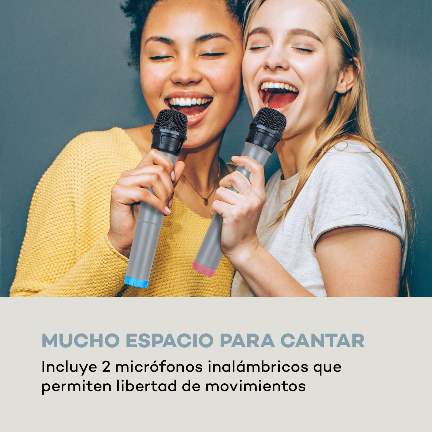 Karaboom 100 Sing Torre de karaoke 120W max. Reproductor de CD 2 micrófonos inalámbricos Blanco