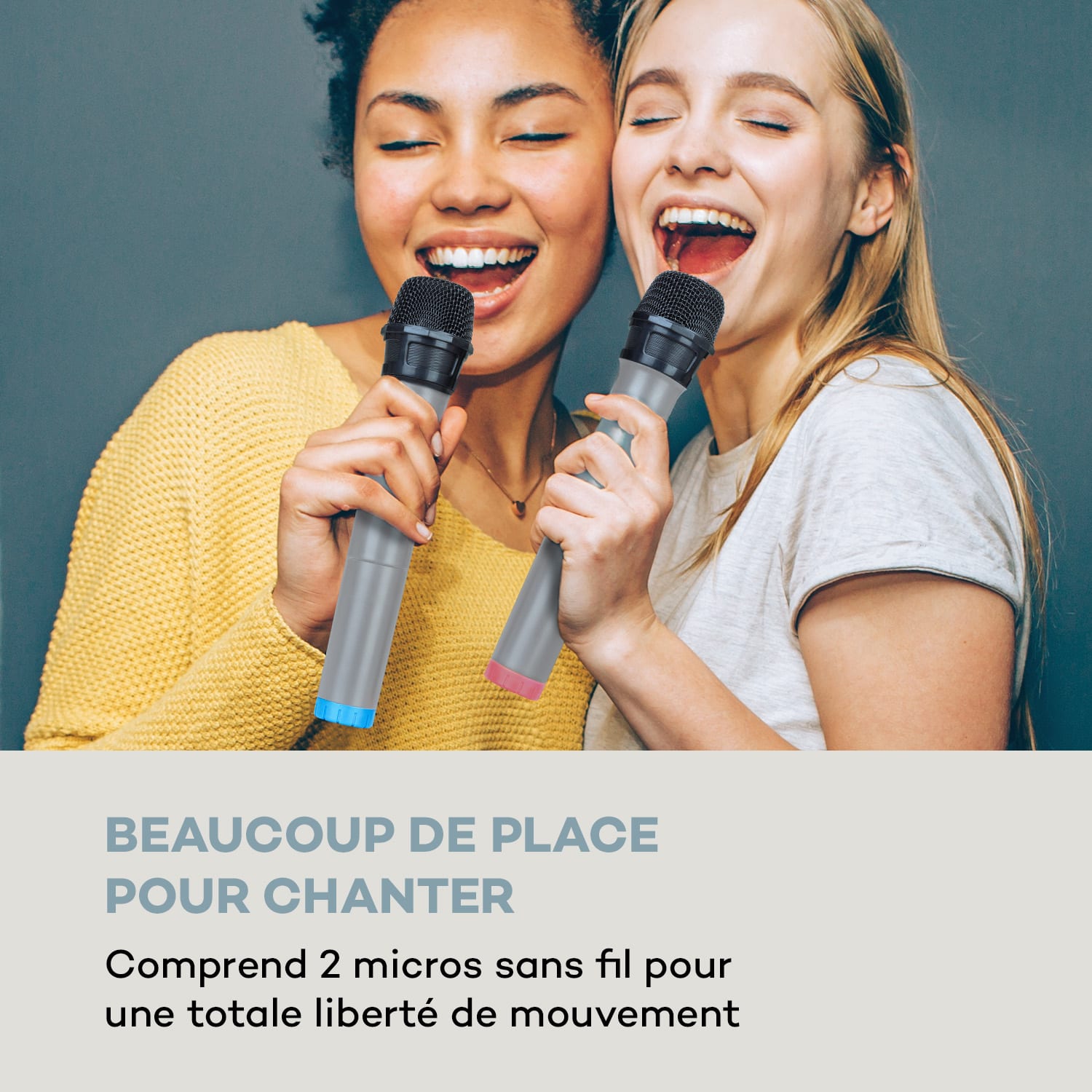 Karaboom 100 Sing Enceinte colonne karaoké 120W Lecteur CD 2 micros sans fi Blanc