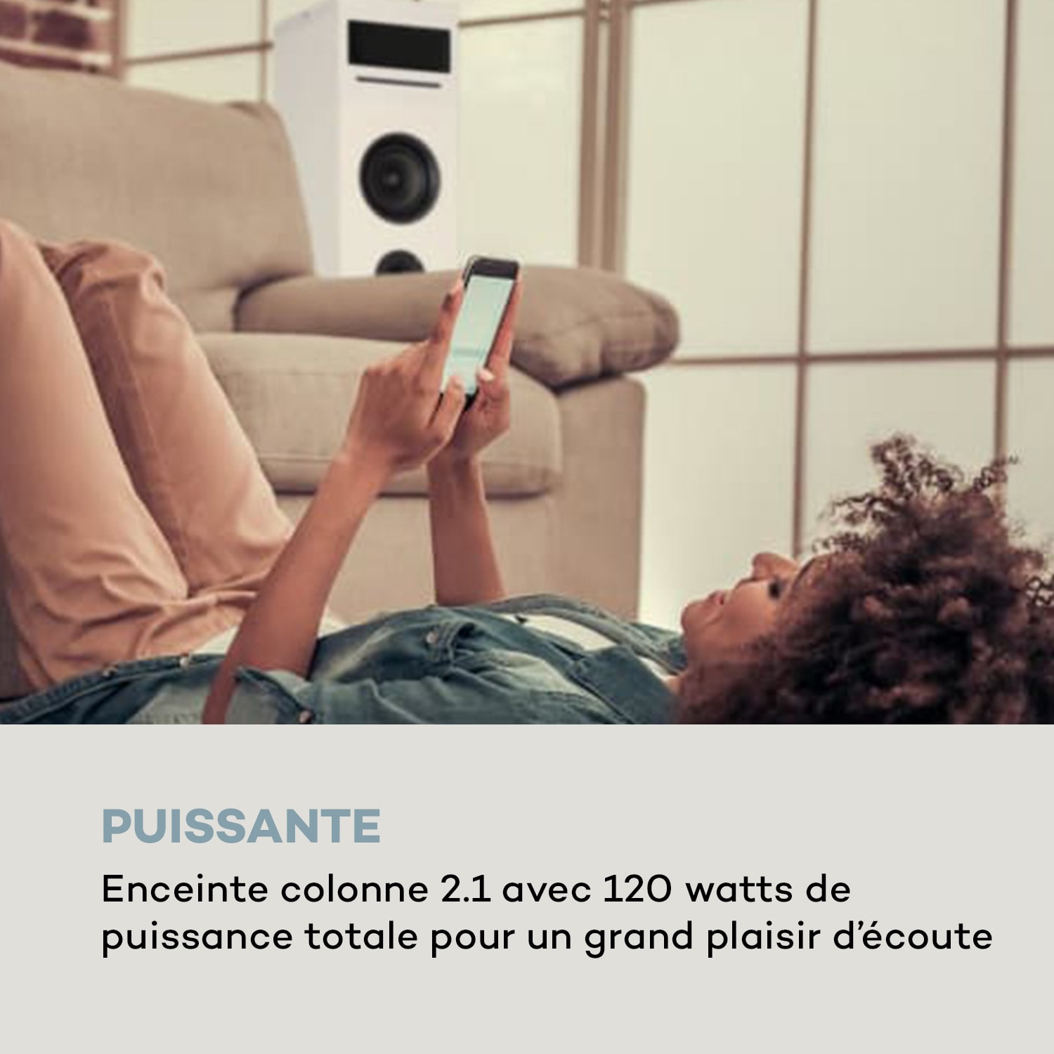 Karaboom 100 Sing Enceinte colonne karaoké 120W Lecteur CD 2 micros sans fi Blanc