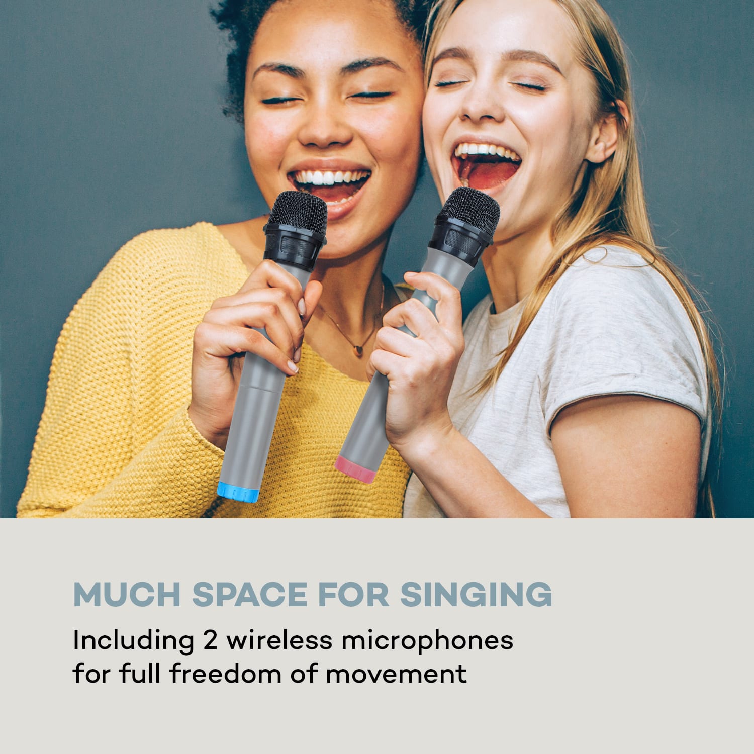 Karaboom 100 Sing karaoketoren 120W max. CD speler 2 microfoons wireless Zwart