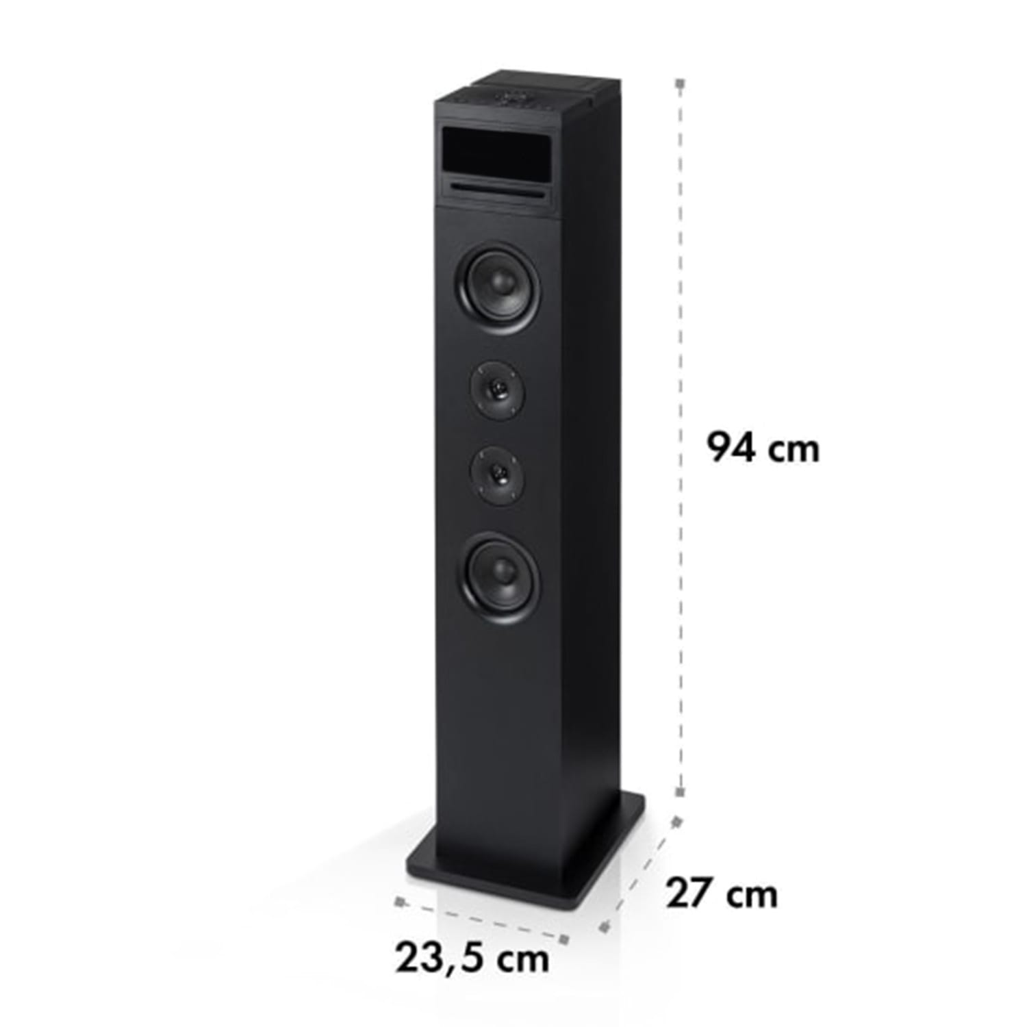 Karaboom 100 Sing Torre de sonido Karaoke 120W máx. Reproductor de CD 2 micrófonos inalámbricos 