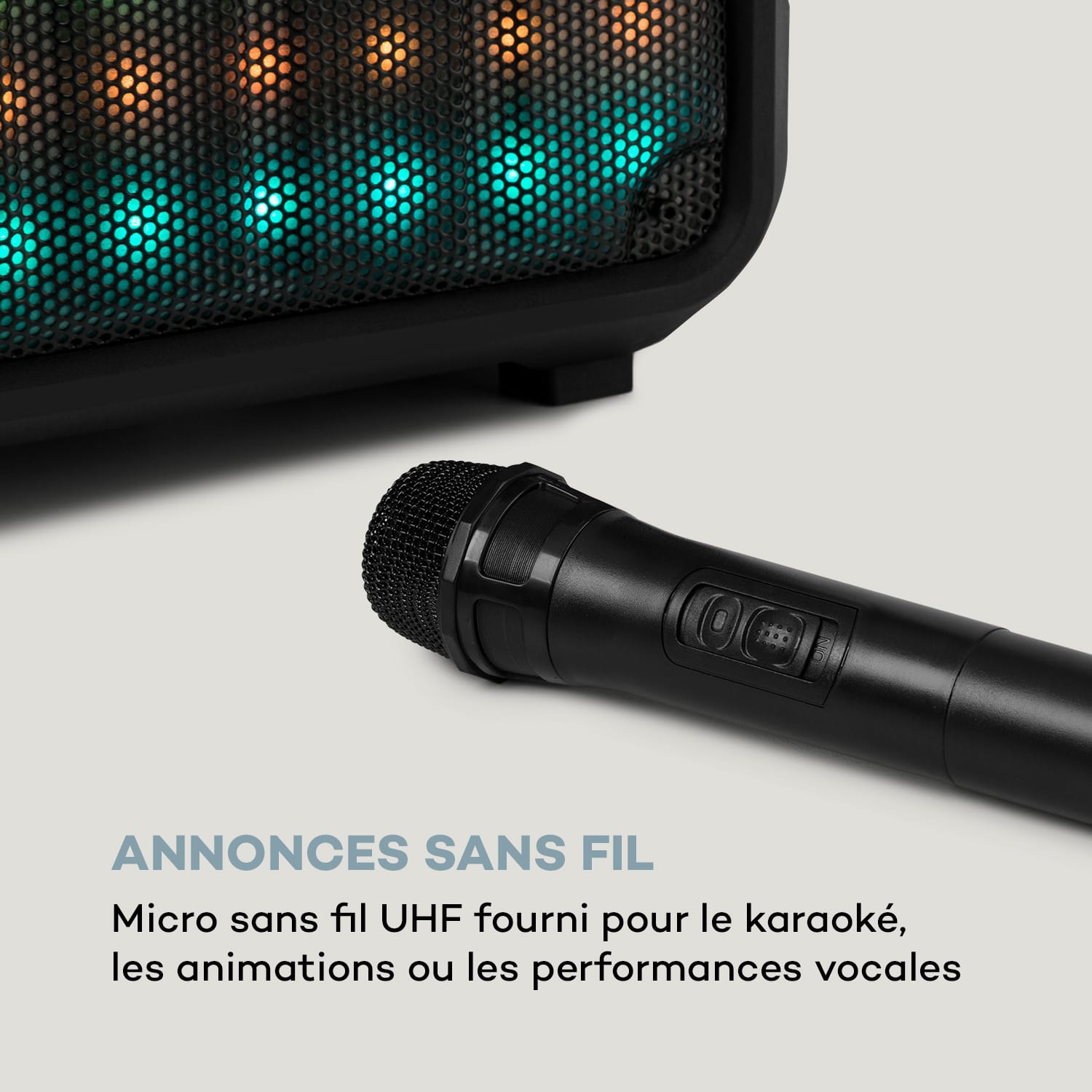 Moving 80.1 LED Système sono portable woofer 8" micro UHF USB SD BT AUX 100 