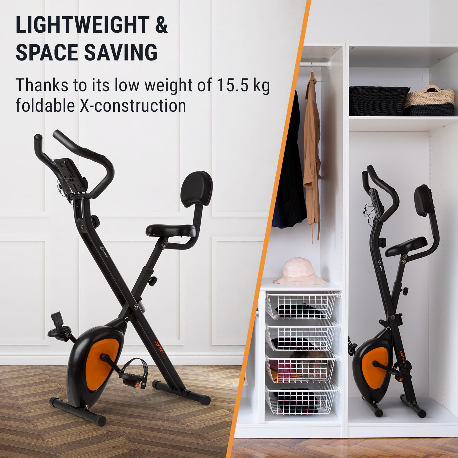 Azura Air, domači trenažer, X-bike, SilentBelt, magnetni upor, zložljiv Oranžna