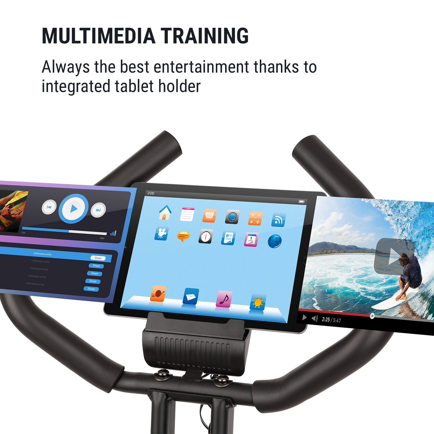 Azura Air, domači trenažer, X-bike, SilentBelt, magnetni upor, zložljiv Črna